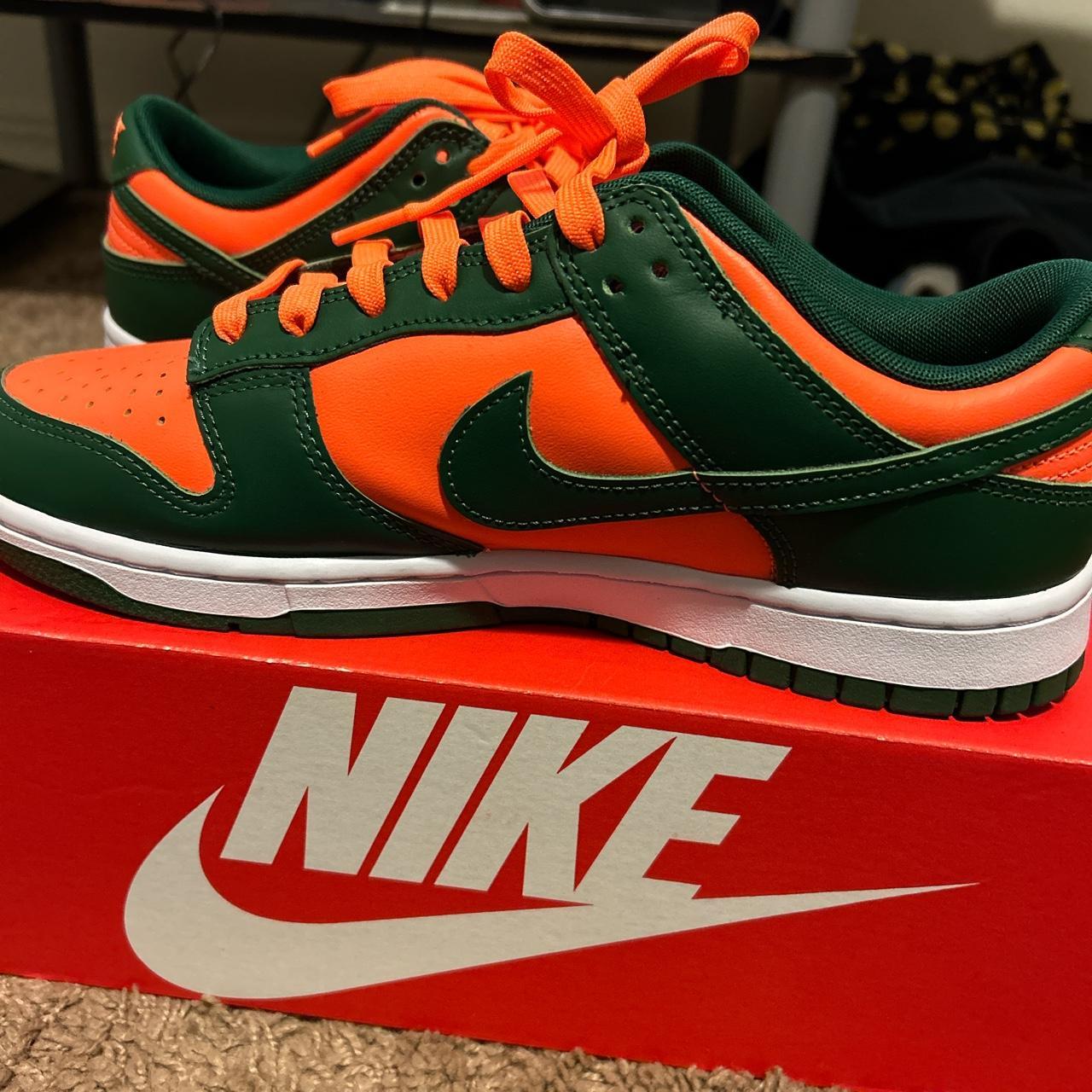 Nike Men's Orange and Green Trainers | Depop