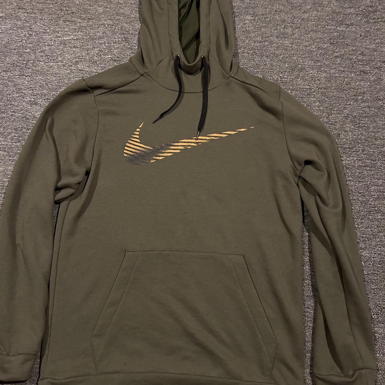 Nike Dri-fit hoodie in khaki colourway Size... - Depop
