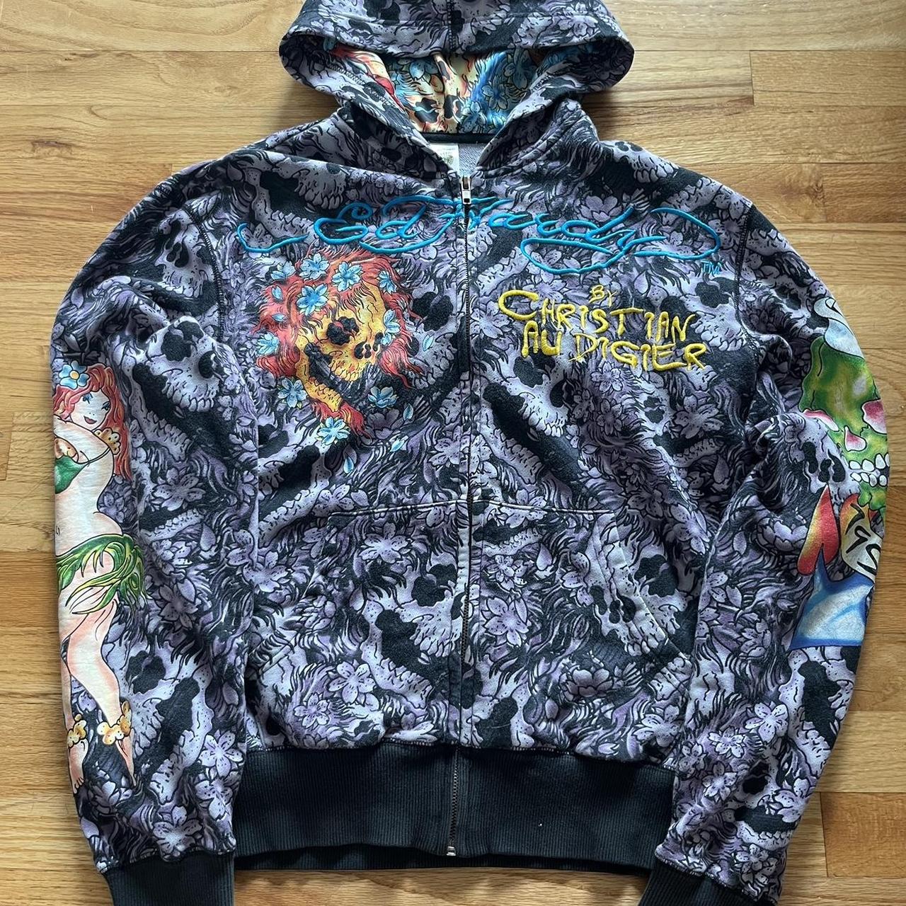 ED HARDY vintage men's zip up. rare. tag is faded | Depop