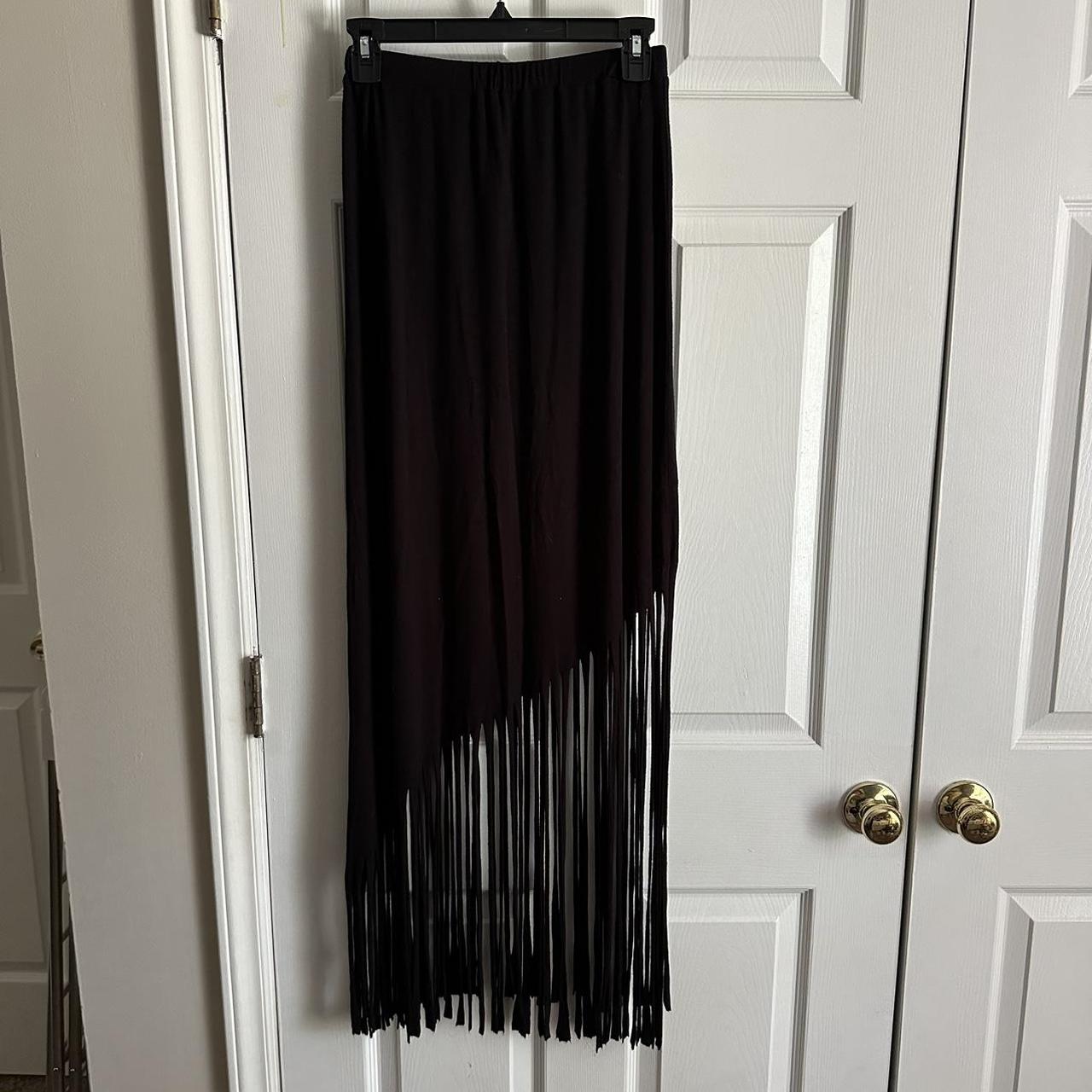 Black fringe skirt stretch best sale