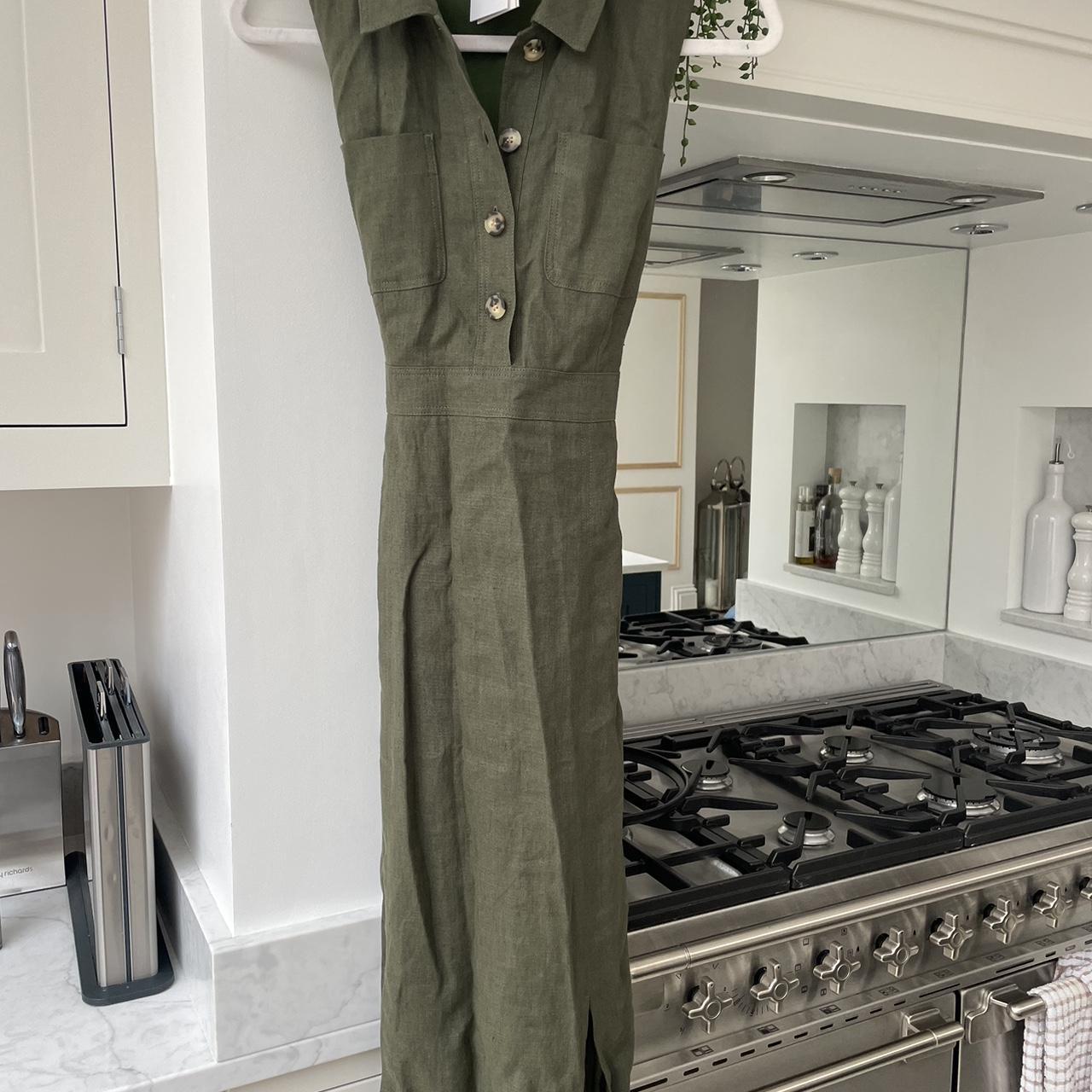 Whistles Molly Linen Khaki MIDI dress size 6 Brand... Depop