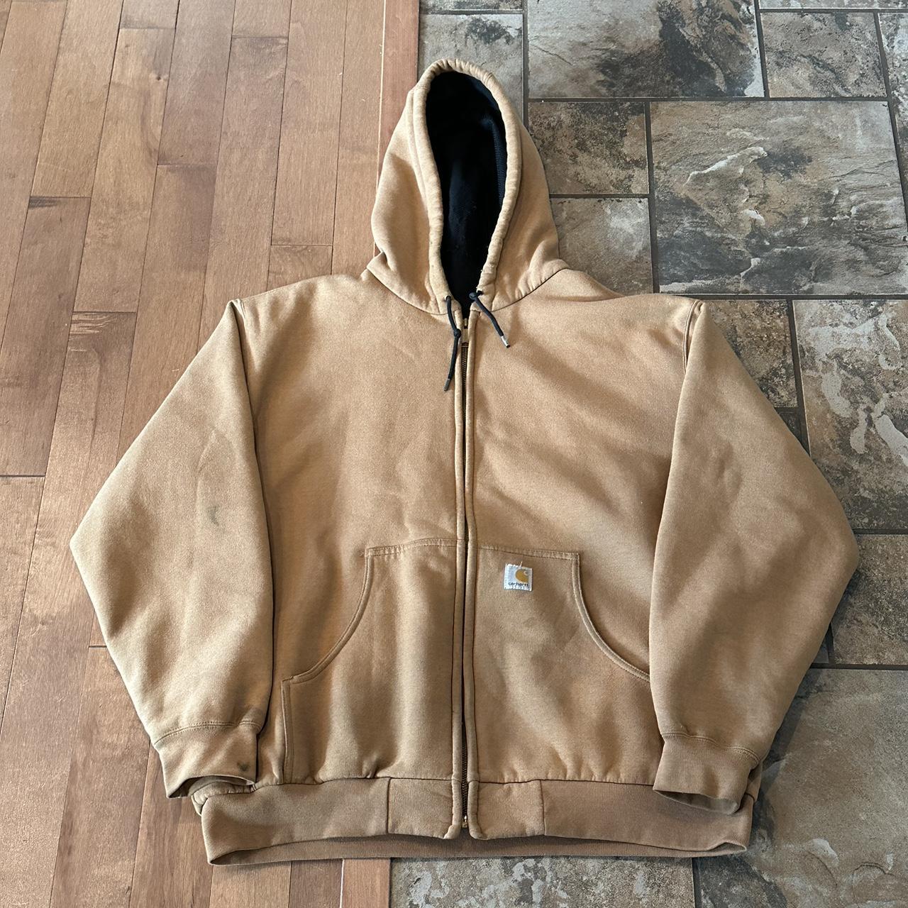 Carhartt Full Zip Hoodie Jacket - Tan Khaki - Size... - Depop