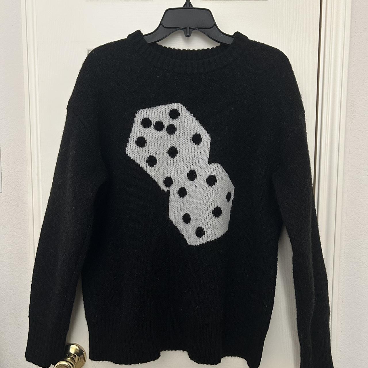 Black & White Dice Stussy Sweater 🎲 Tag says L but... - Depop