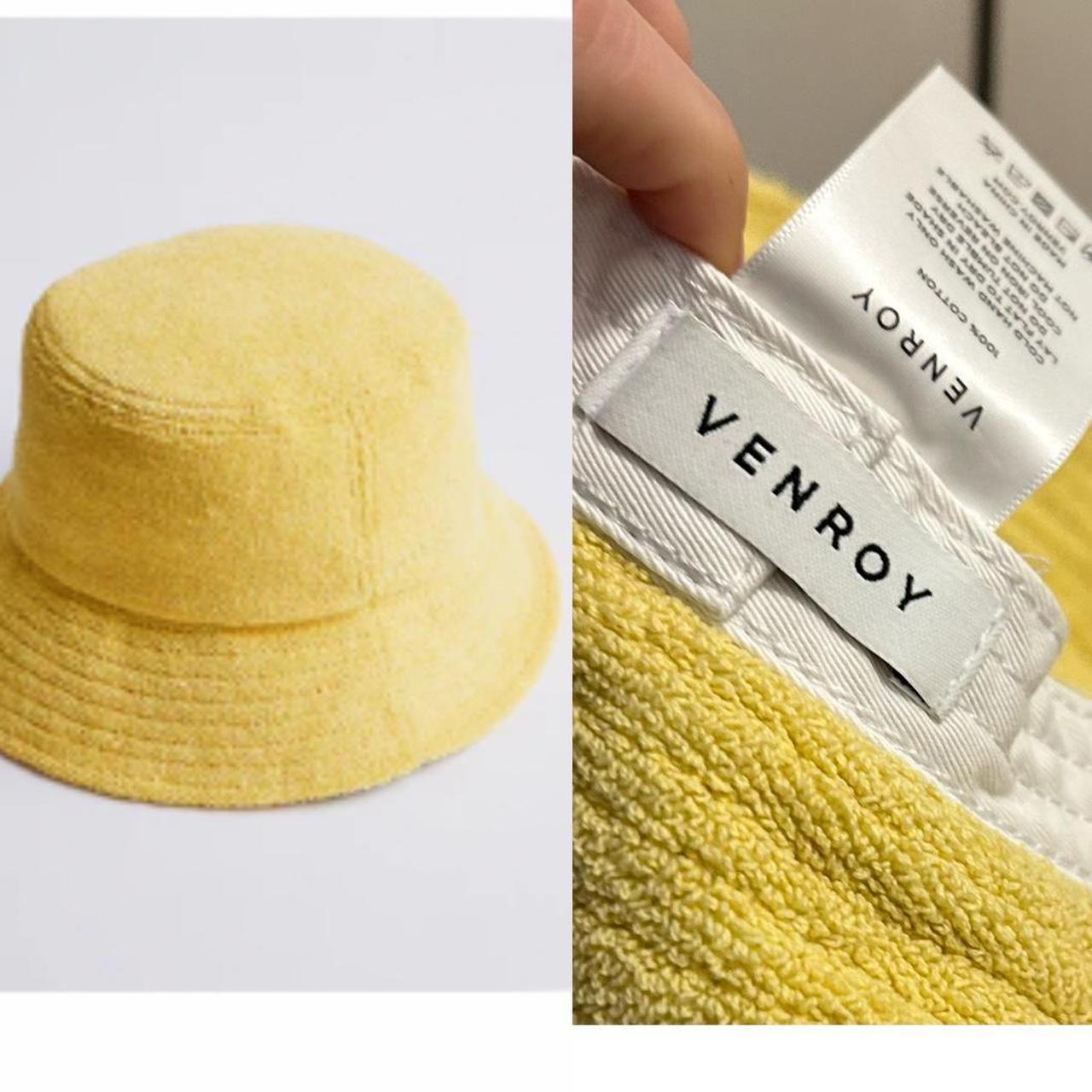 Venroy Woven Terry Bucket Hat in lemon. (Colour is... - Depop