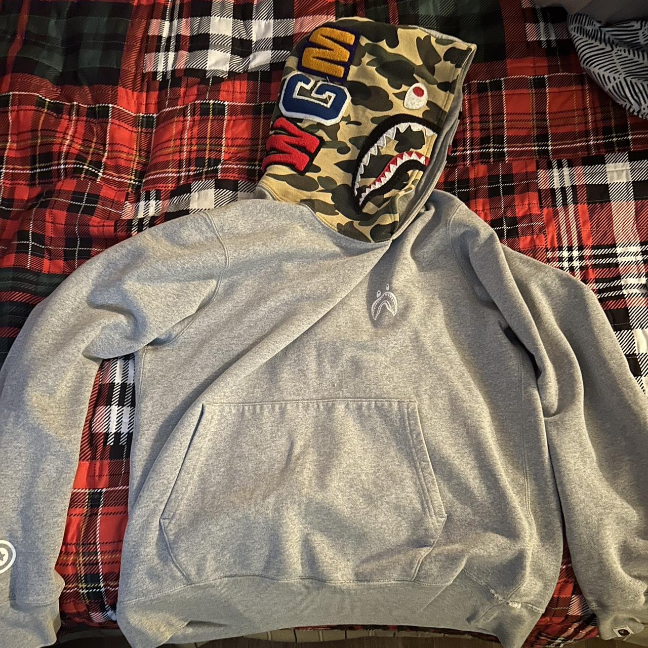 Grey bape shark hoodie hotsell