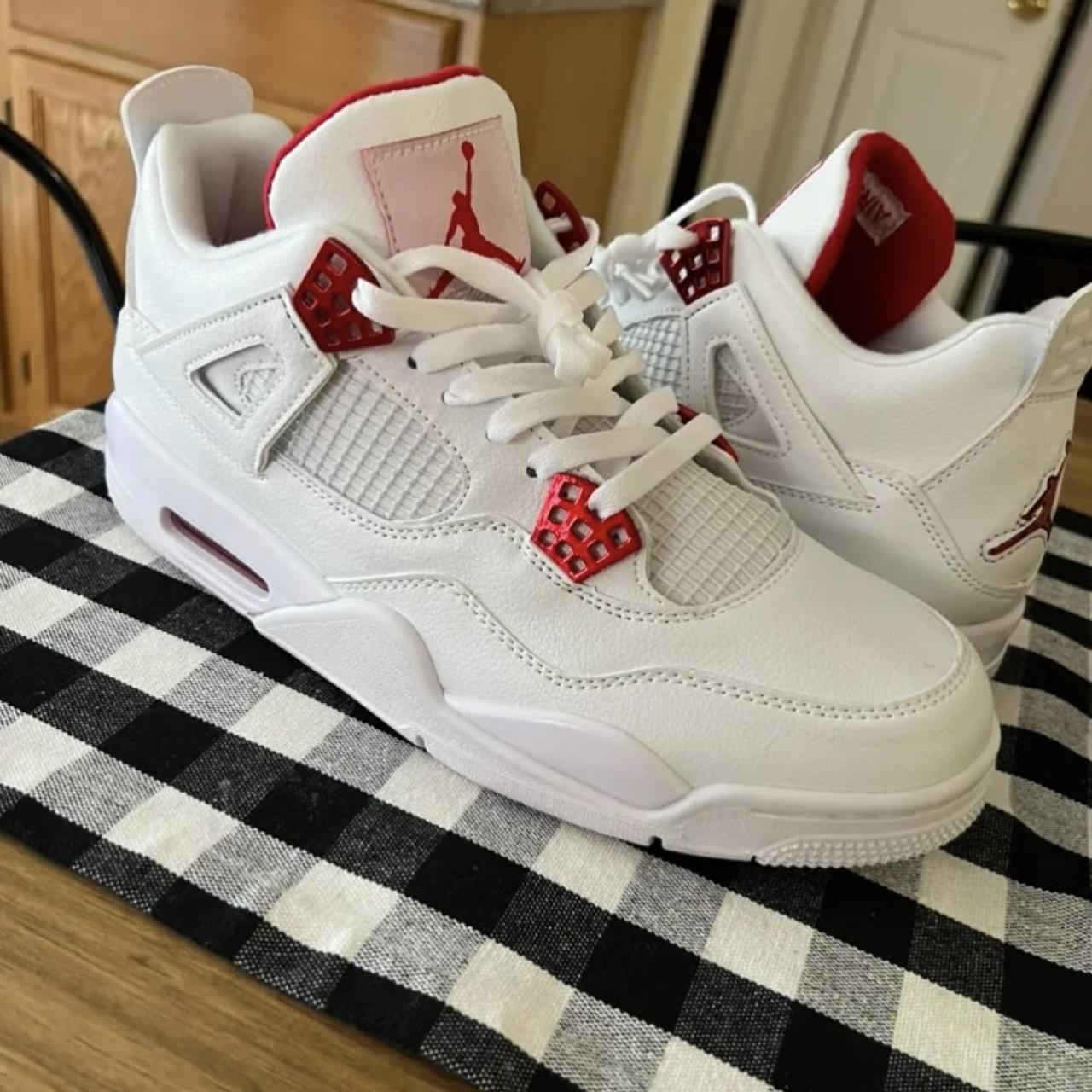 Red metallic Jordan 4s all sizes men’s and women’s... - Depop