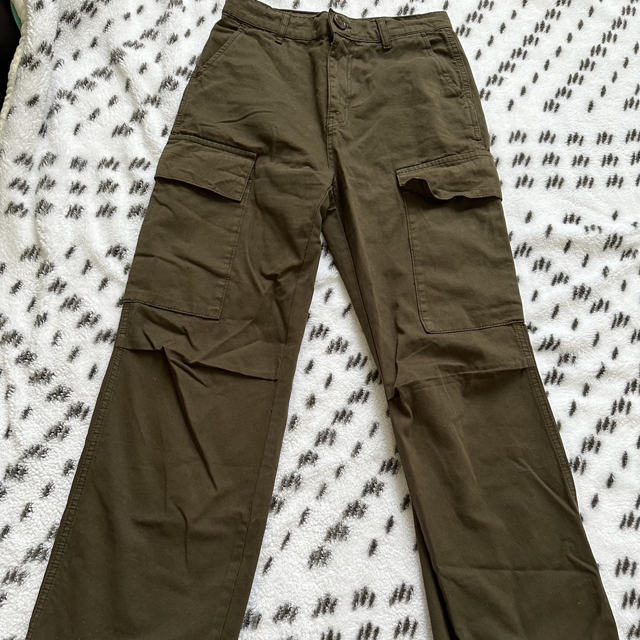 army green zara cargo pants never worn - Depop