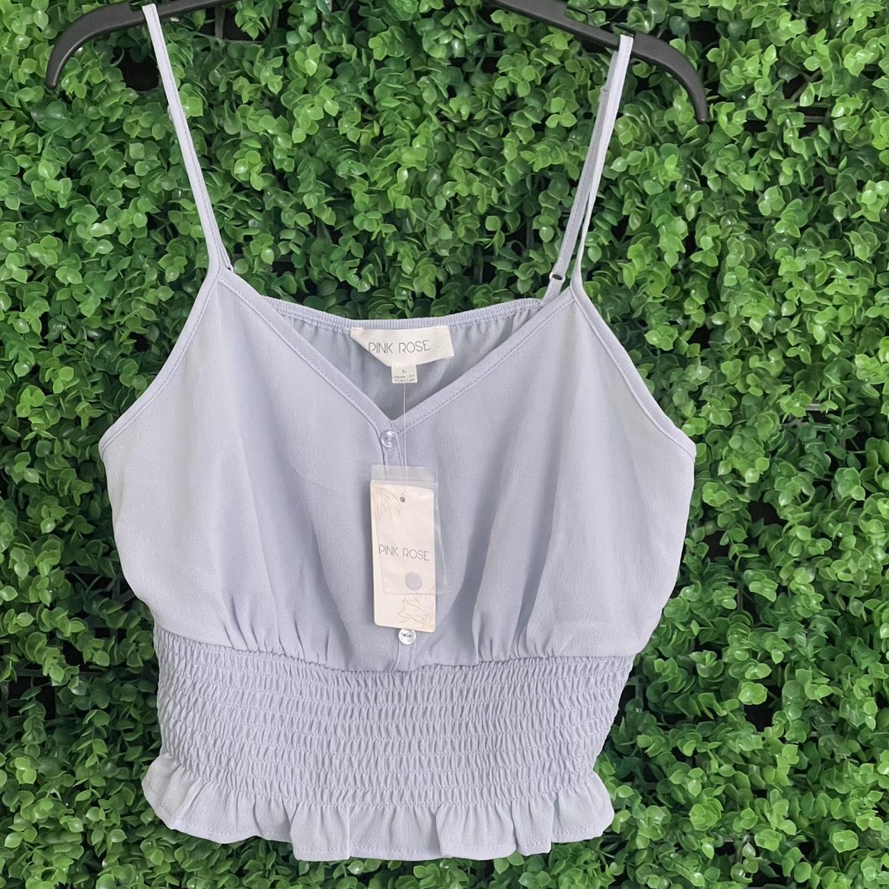 Pink Rose Women's Blue Vest Depop