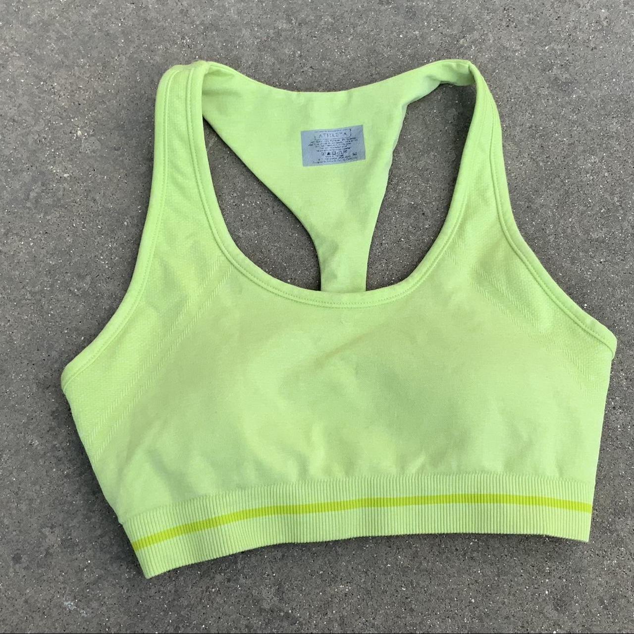 Athleta Women's Green and Yellow Bra | Depop