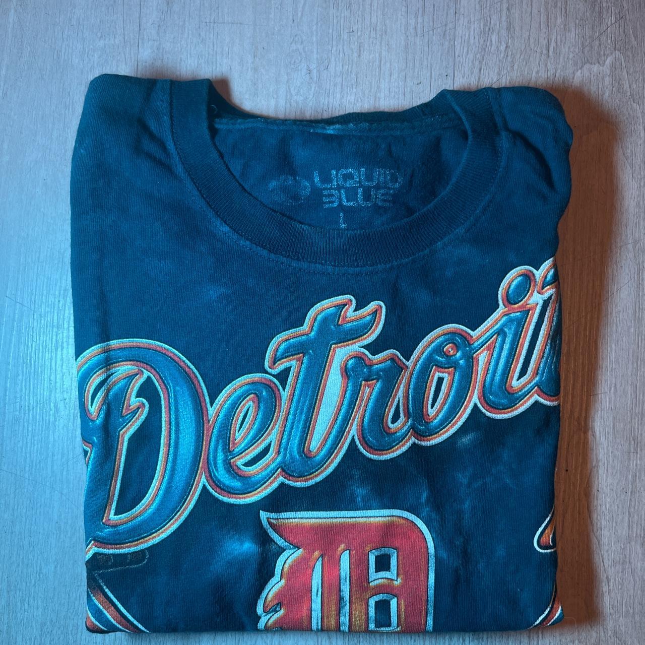 Detroit Tigers Men's Liquid Blue Tie Dye Graphic - Depop