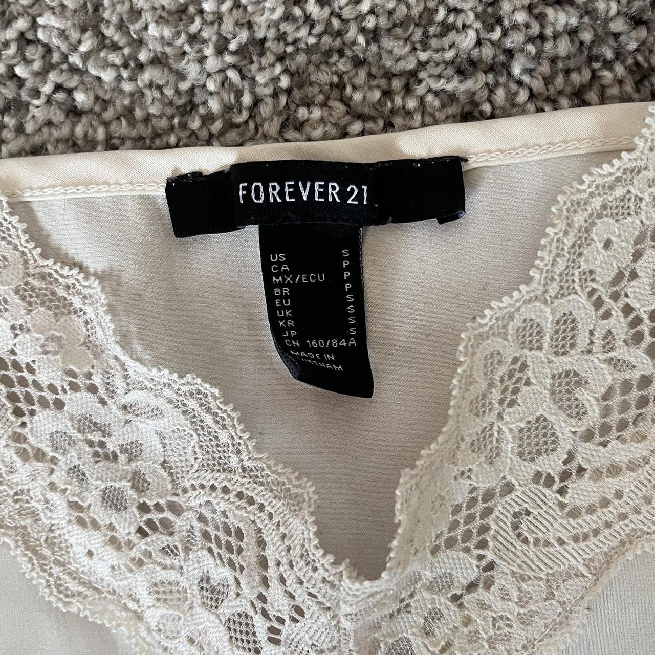 Forever 21 Cream Lace Top, Cami Straps, Silk... - Depop