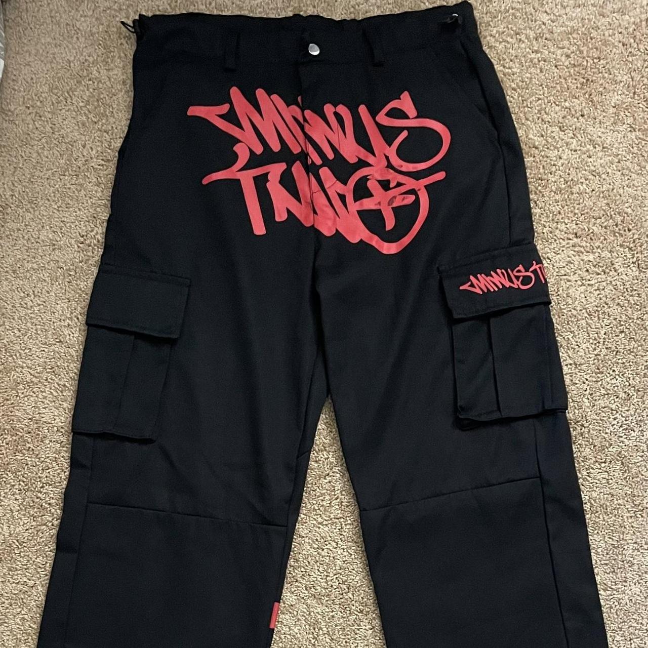 MINUS TWO Red Graphic Cargos small wear in the | Depop
