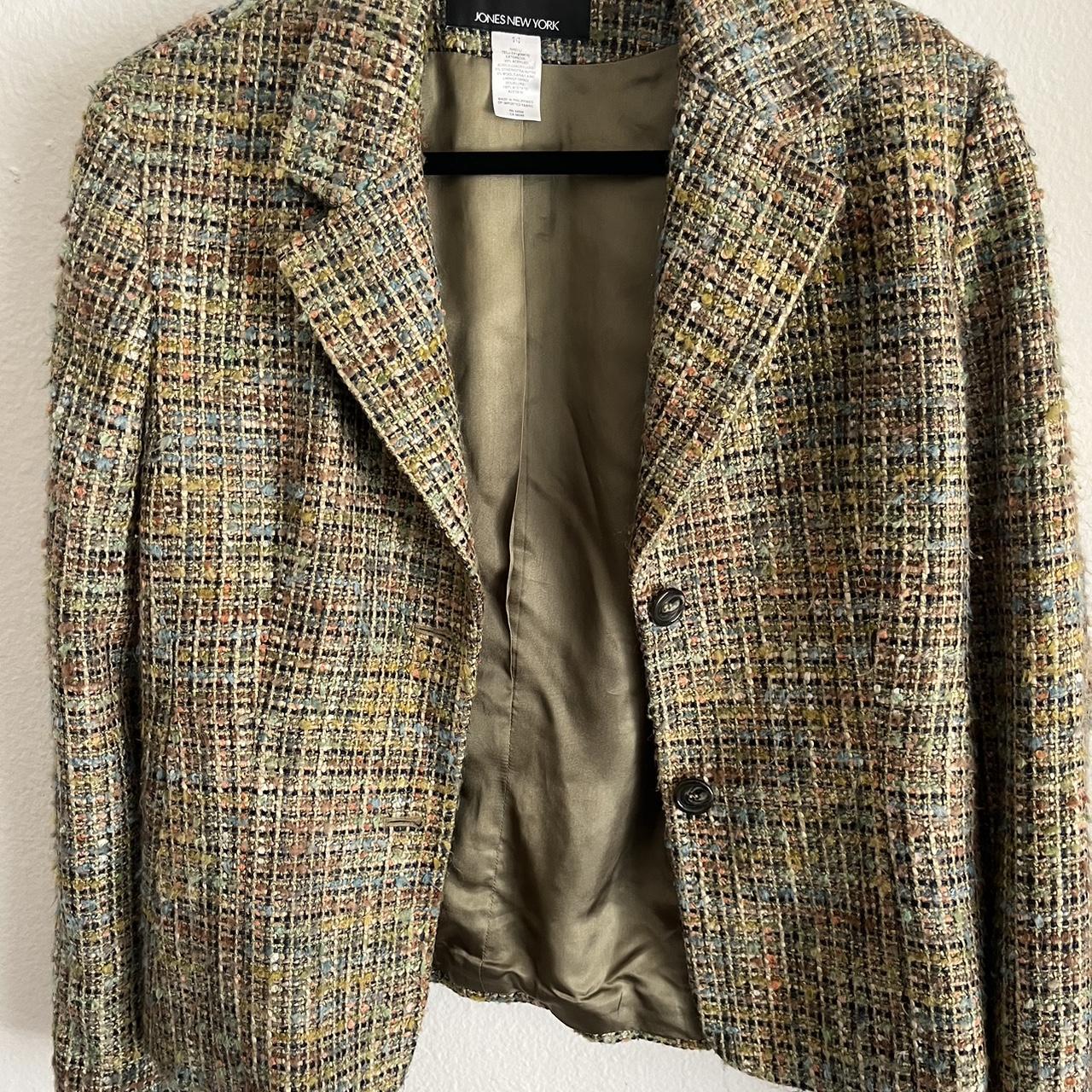 Vintage tweed blazer Size M - Depop