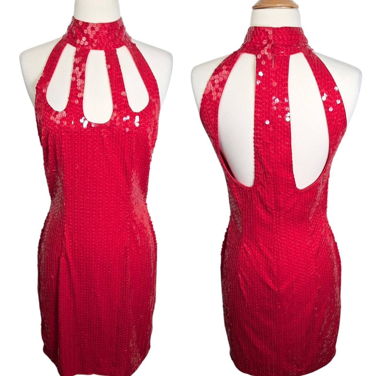 Vintage Women's Bodycon Dress - Red - M – Vintage 90s I Magnin Niteline Red Sequin …