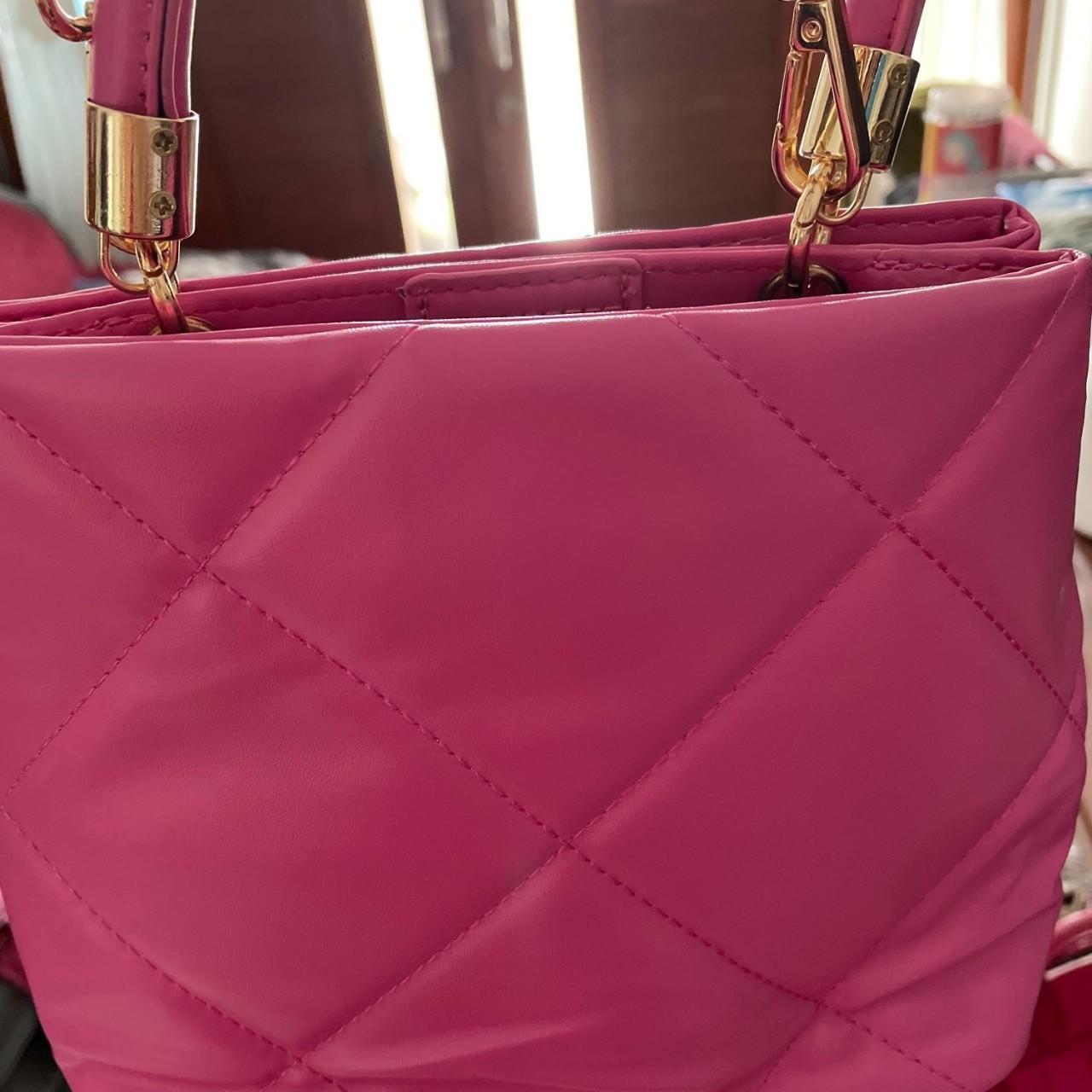 Ladies Pink Gold Studded Top Handle Designer Handbag... Depop