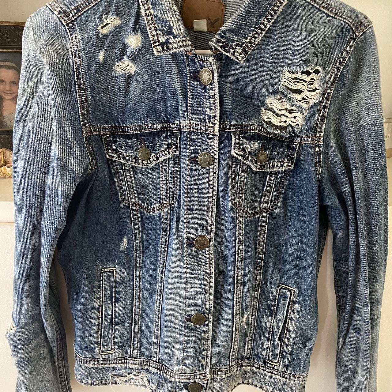 American Eagle Jean Jacket Super cute distressed... - Depop