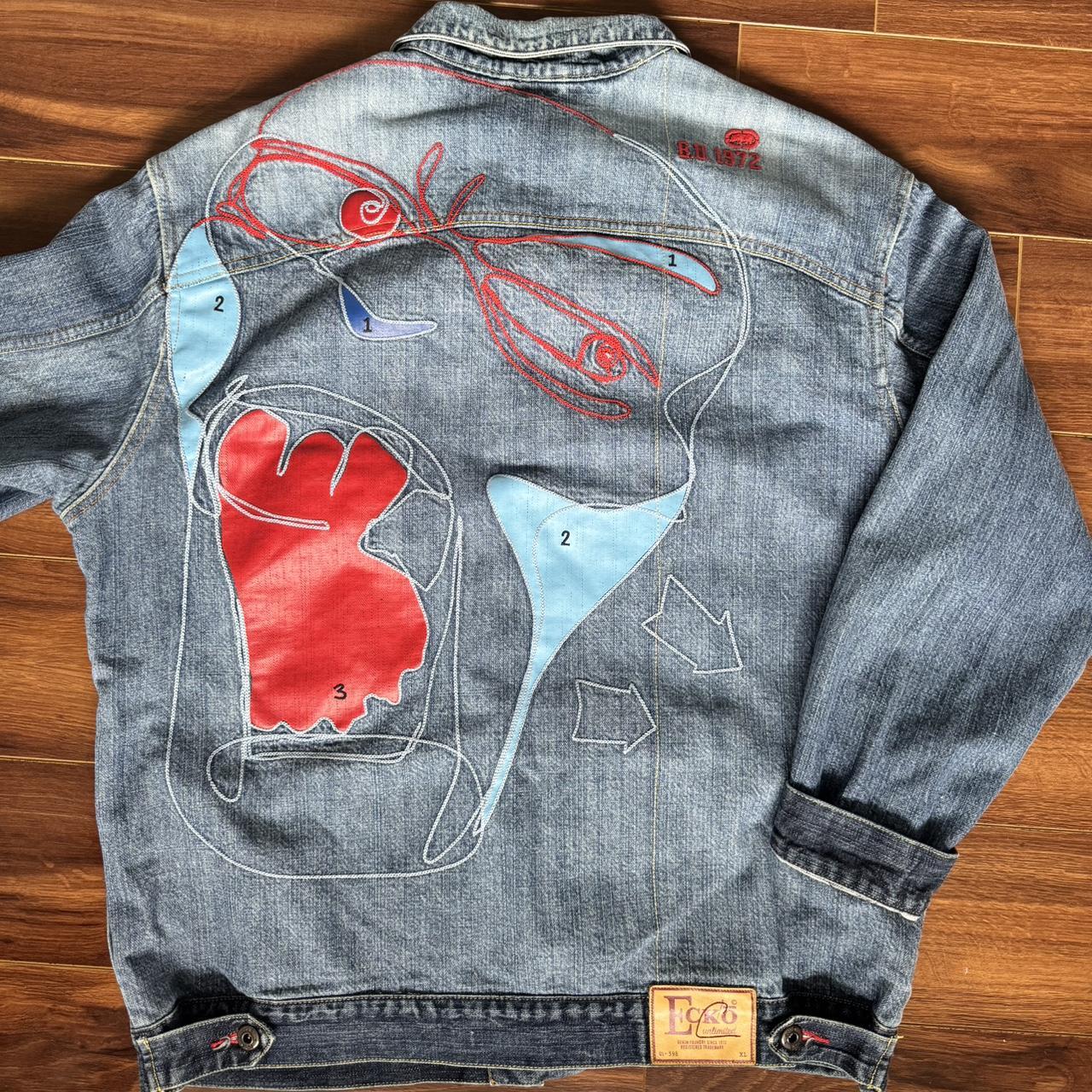 Ultra Rare Ecko Unltd Denim Jacket with Amazing. Depop