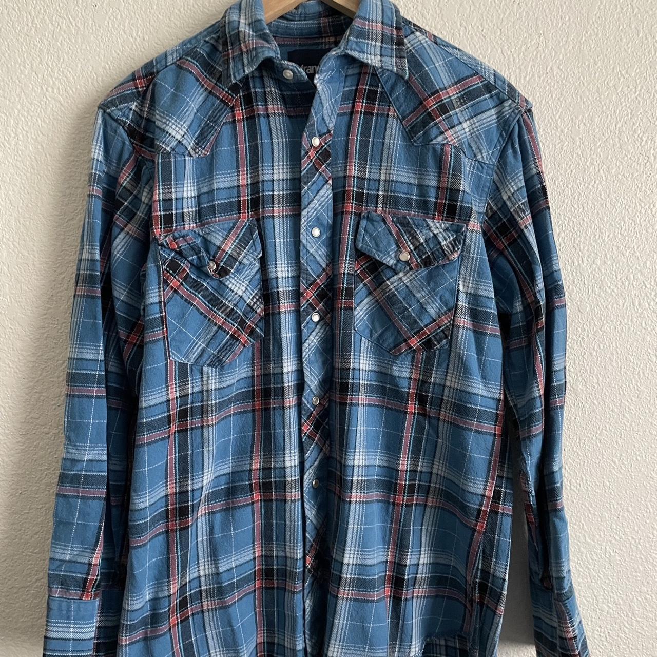 Wrangler Men's Blue and Red Shirt | Depop