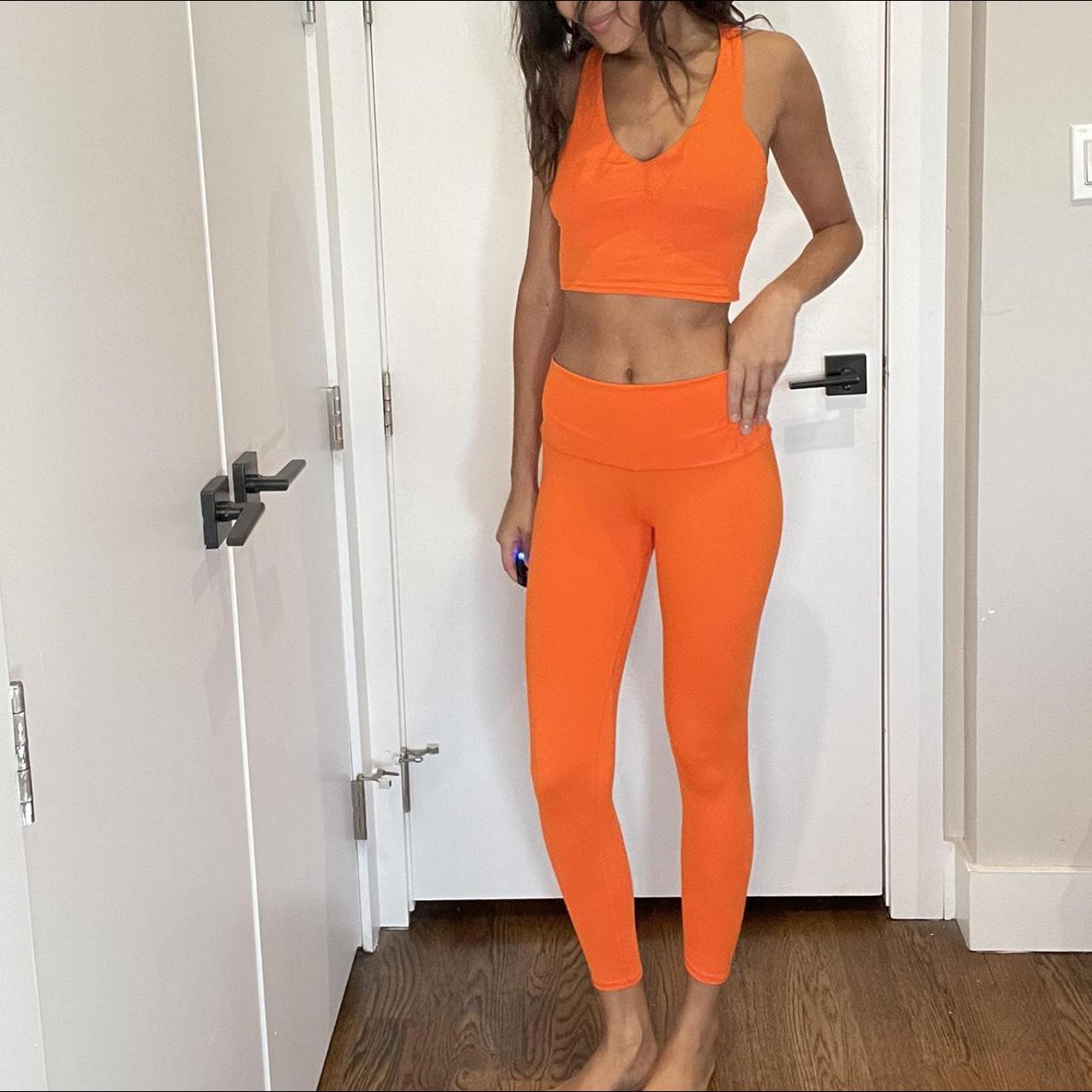 Alo orange Workout Set with Thrill Seeker Shrug in... Depop