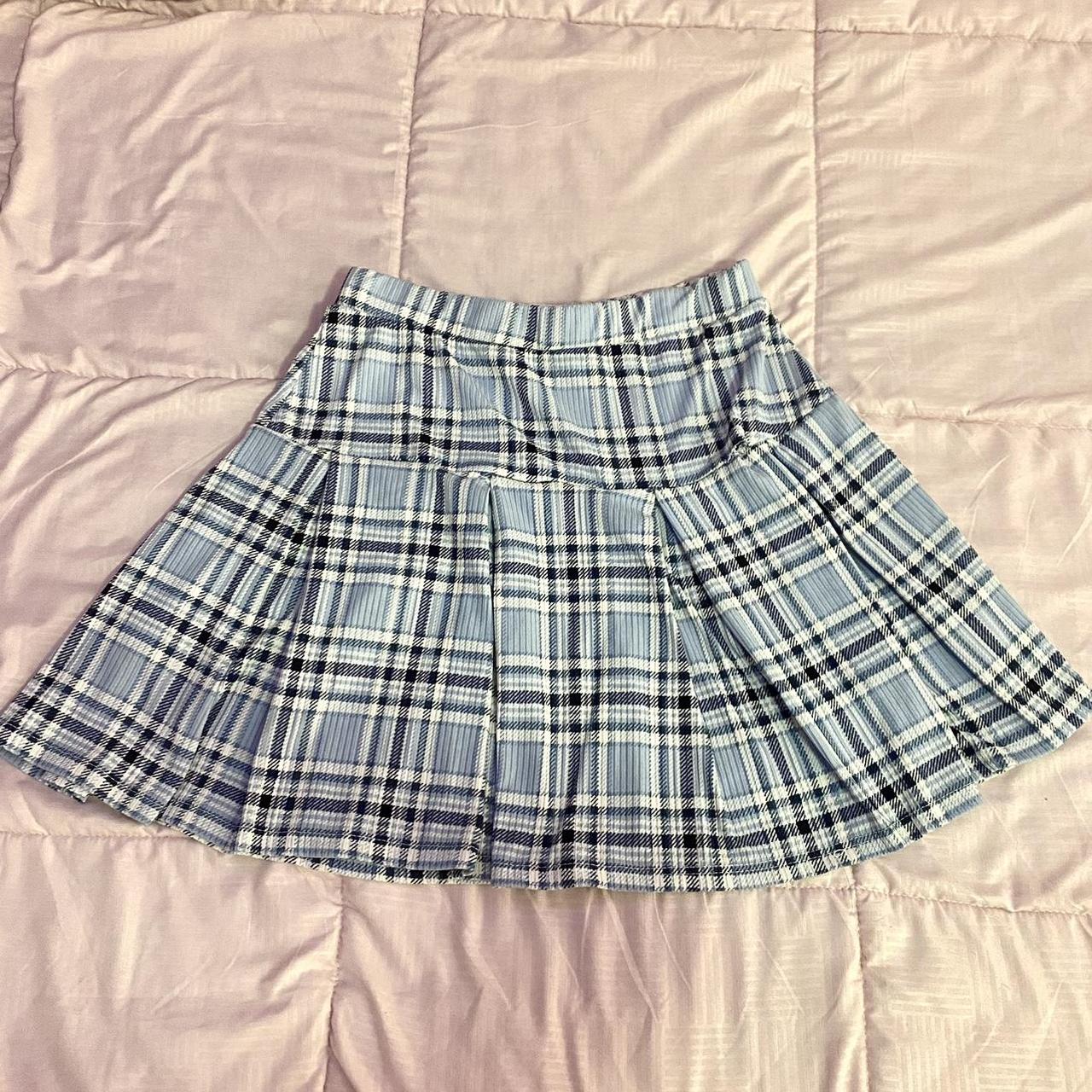 rue 21 baby blue plaid skirt, ➵ size: small,