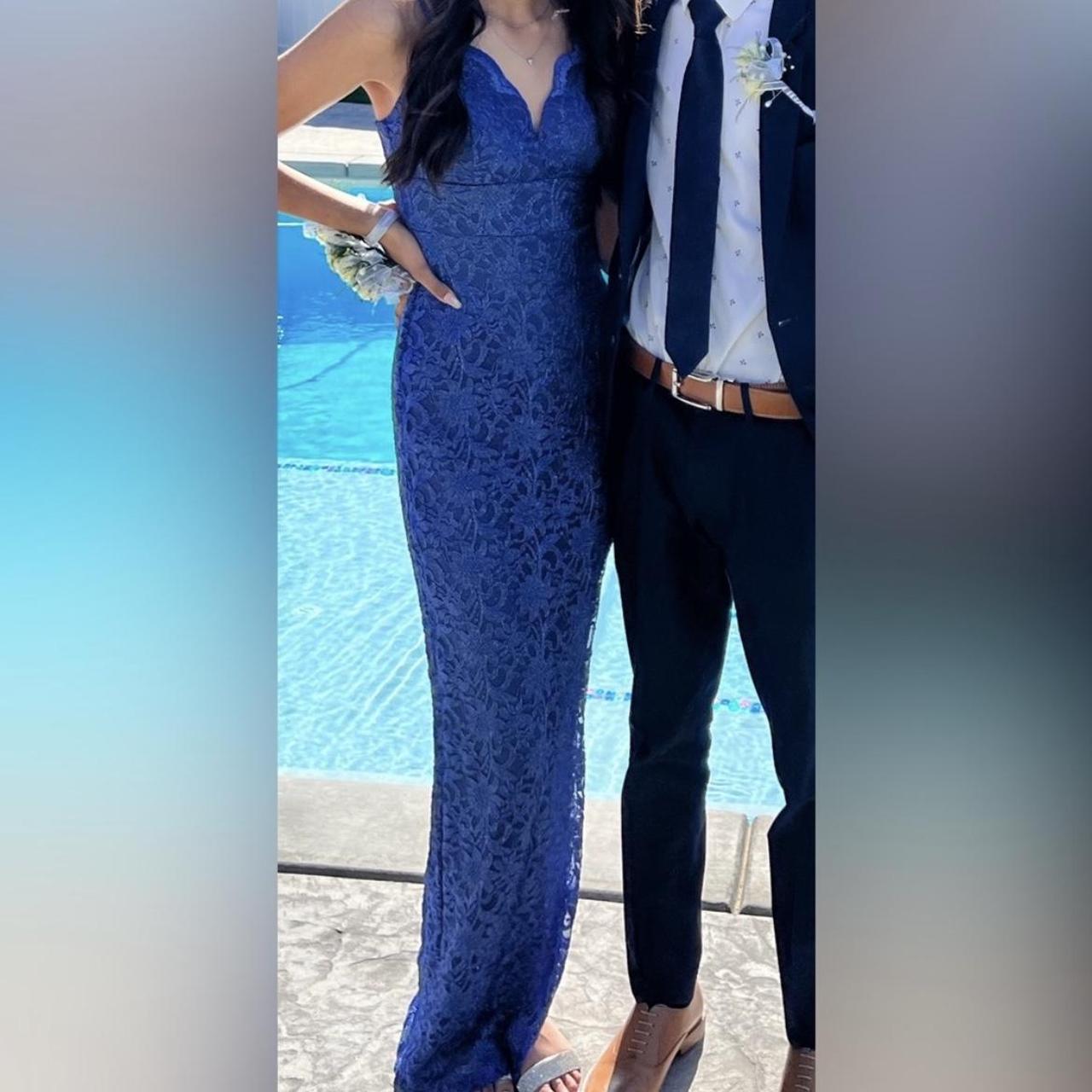 Macy's Women's Blue and Navy Dress Depop