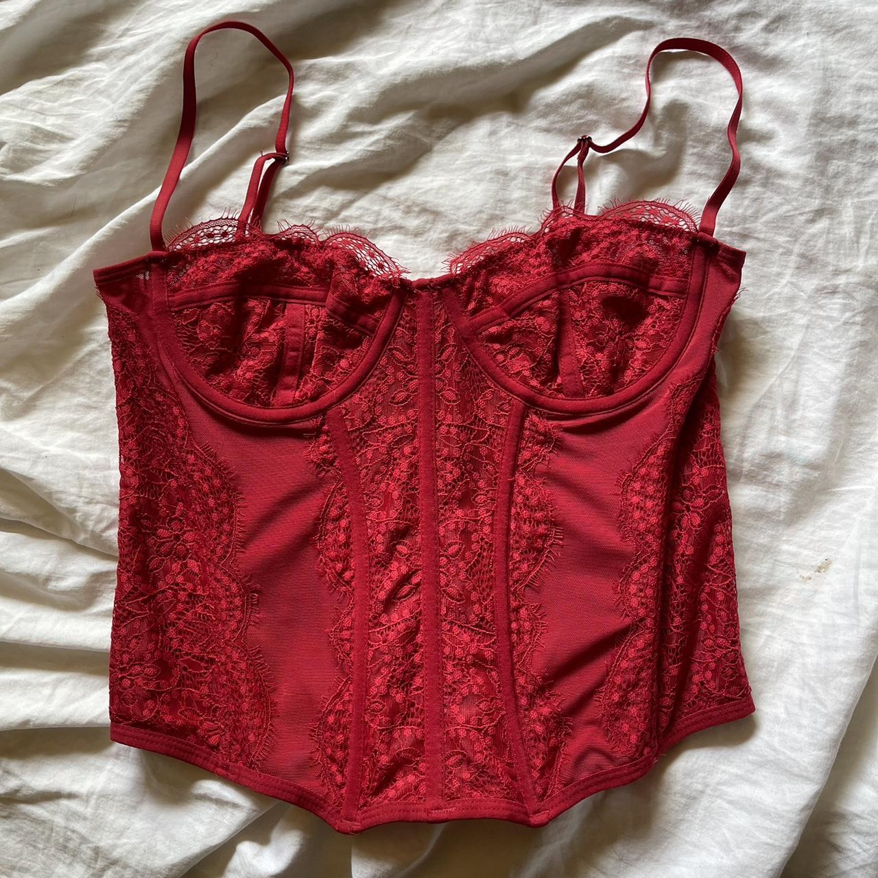 Red Urban Outfitters Corset! Only worn once 🤍... - Depop