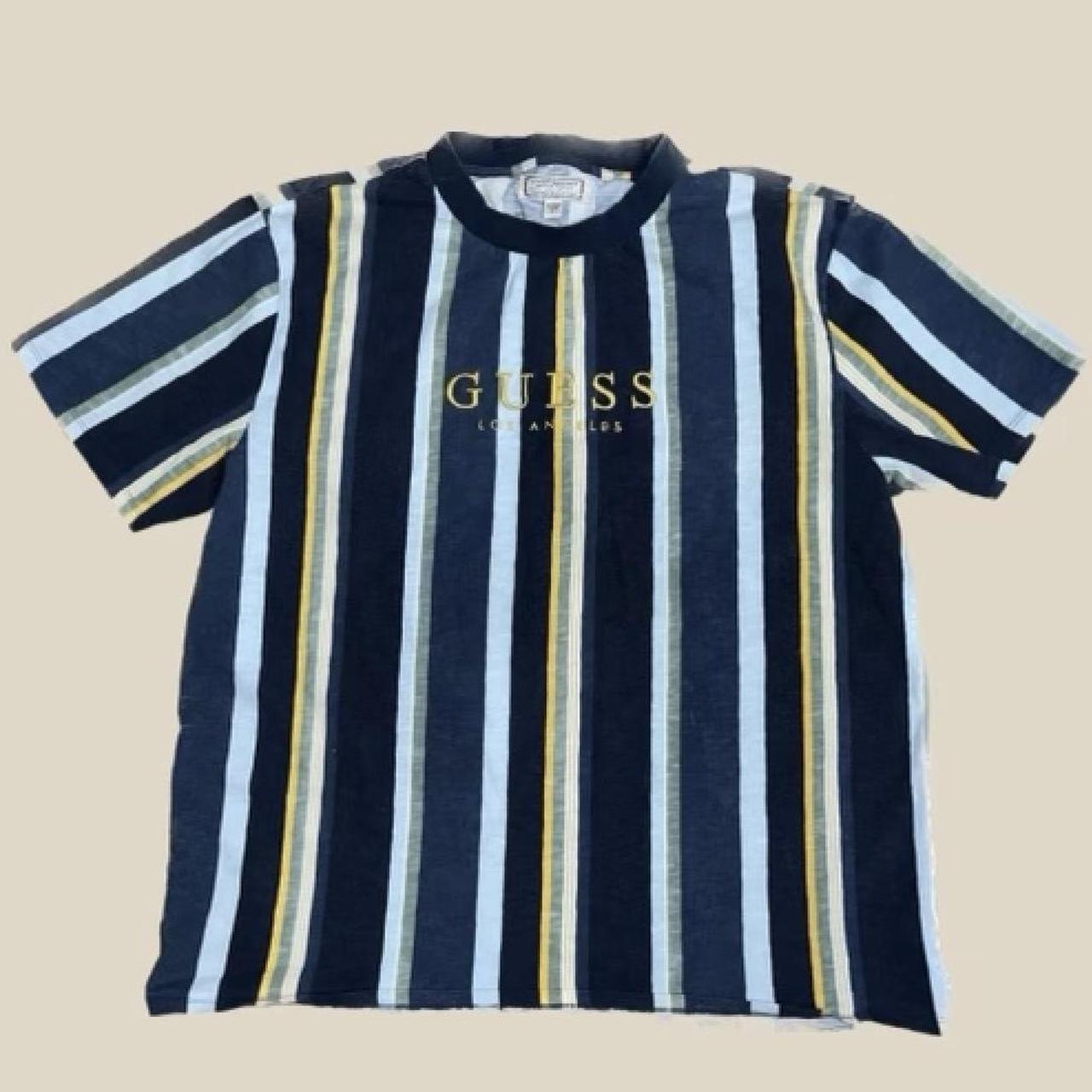 Mens guess best sale striped t shirt