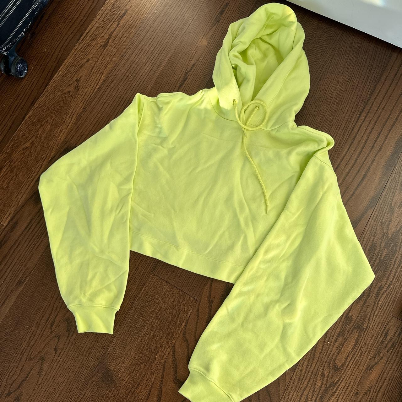 ALO crop hoodie neon yellow size small New no tags Depop