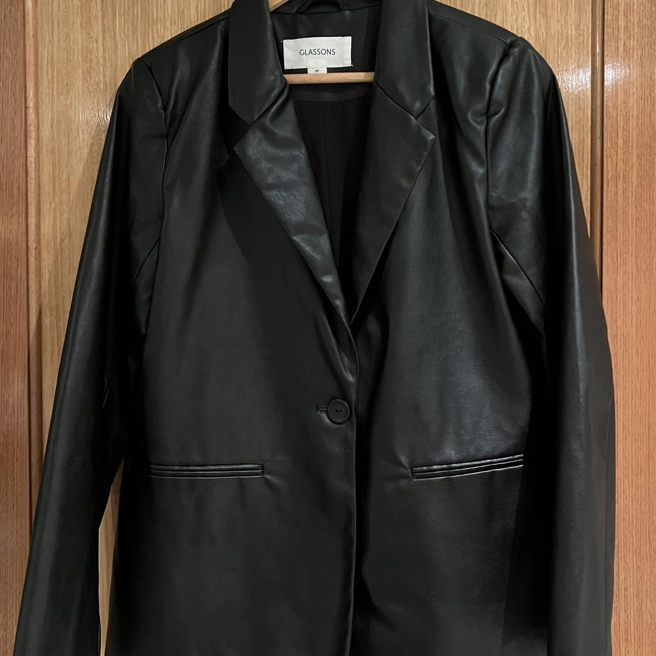 Glassons Faux Leather Blazer in Black Size M Depop