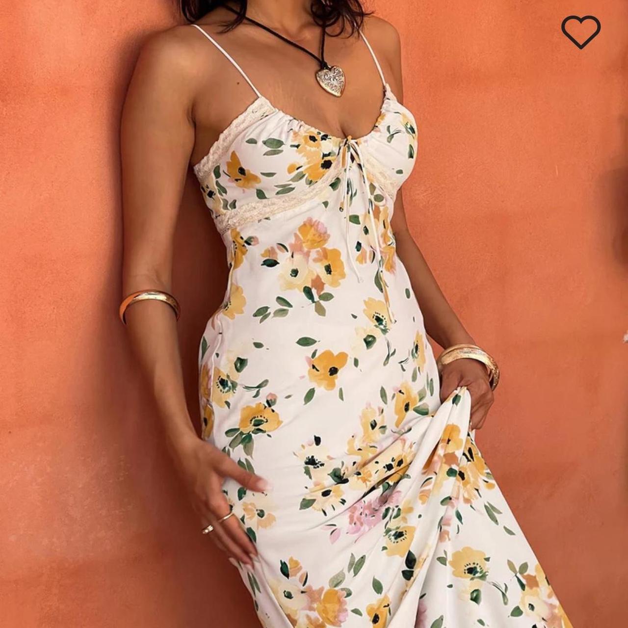 Princess Polly Emily Maxi Dress White/Yellow