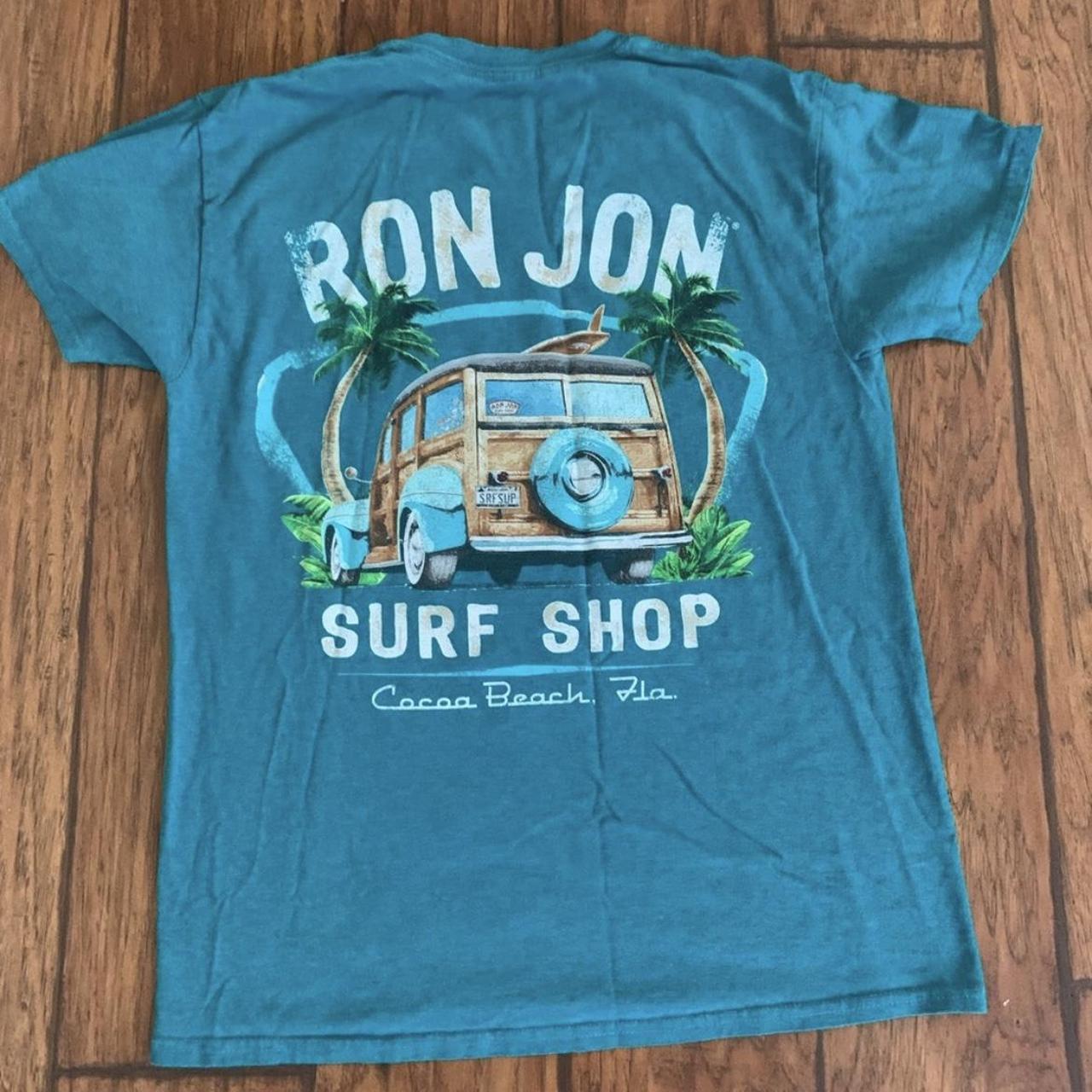 mens medium turquoise ron jon surf shop shirt - Depop