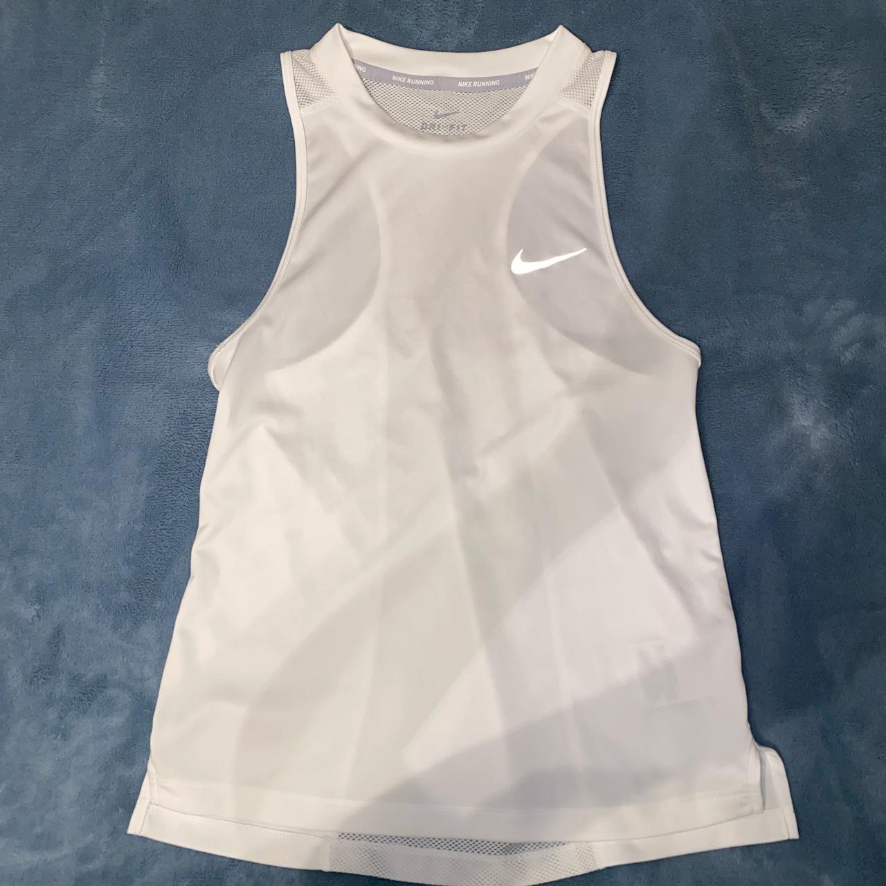 Nike White Slim Fit Running Tank Top Super cute,... - Depop