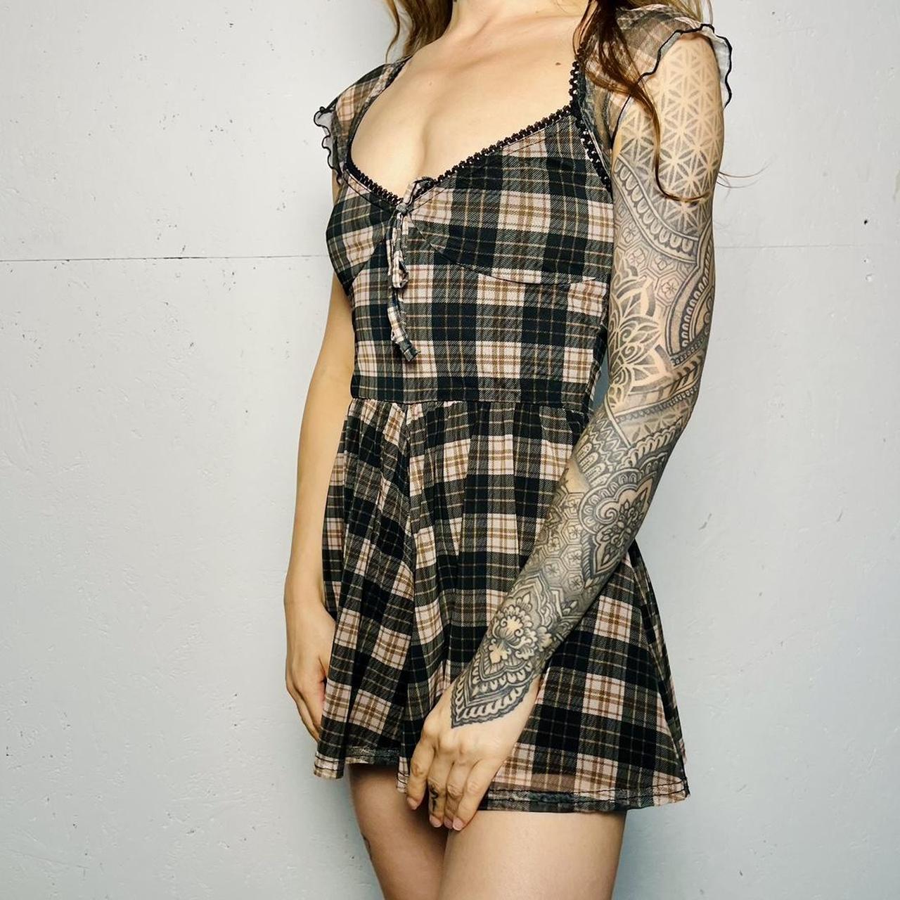 Playsuit Plaid Urban Outfitters Dress Urban Outfitters Brown And