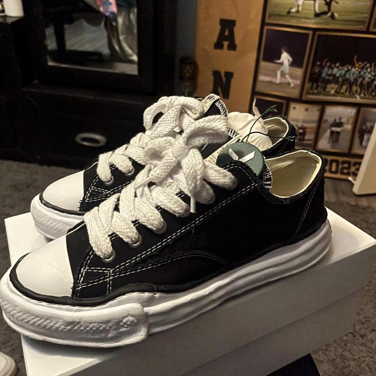 Maison Mihara Yasuhiro Men's Black and White Trainers | Depop