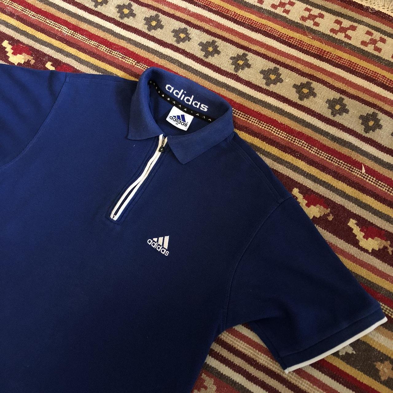 Adidas knitted polo -1990s -knitted -1/4 zip up... - Depop