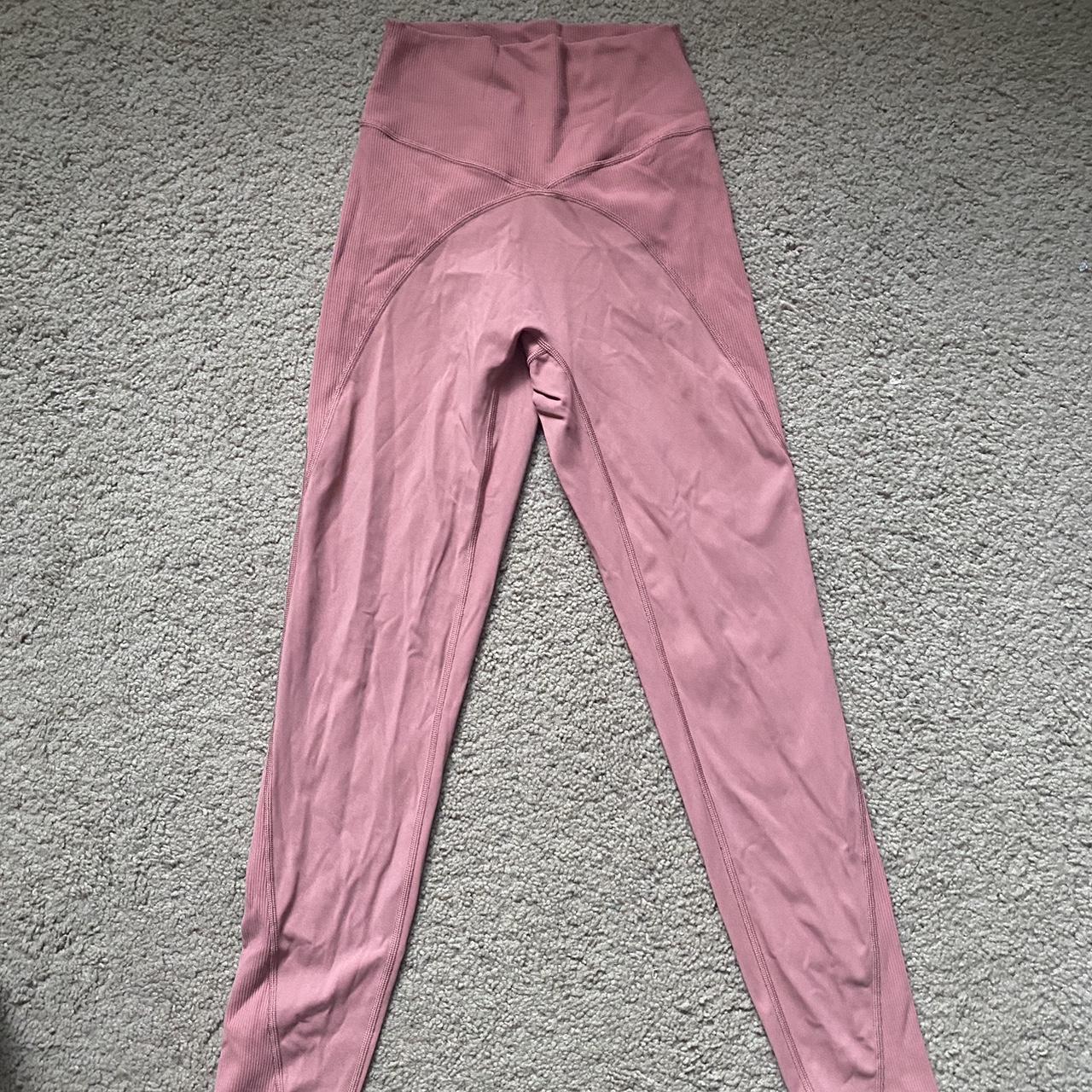 Aerie Offline Leggings pink solid rib paneled... - Depop