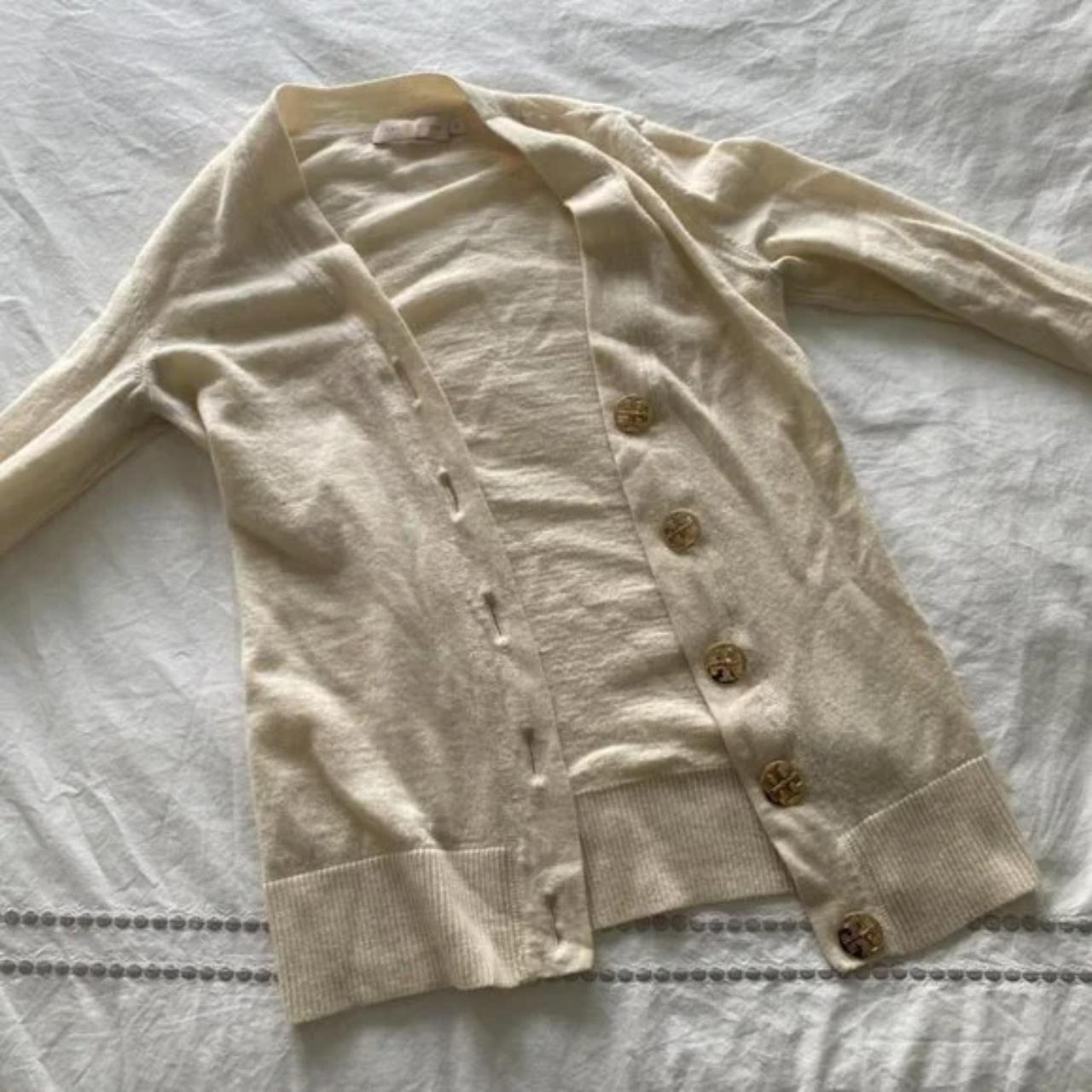 Clothing Tory Burch Cardigan Gold Buttons Tory Burch Simone Merino