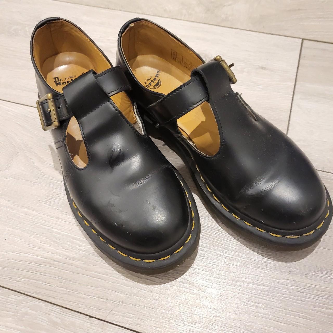 ♡Doc Martens Smooth Leather Polley Shoes Black♡... - Depop