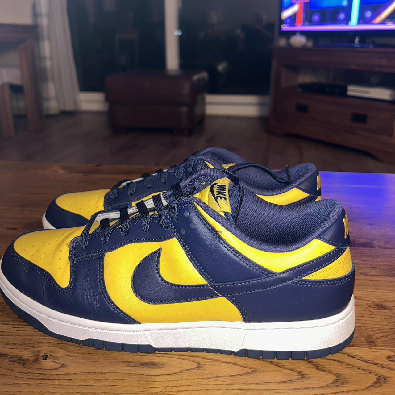 Jordan Men's Blue and Yellow Trainers | Depop