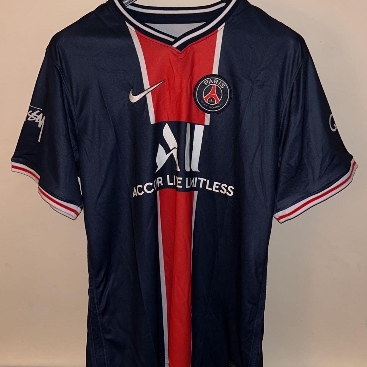 Stussy x PSG football Jersey Navy Blue, Men's XXL | Depop