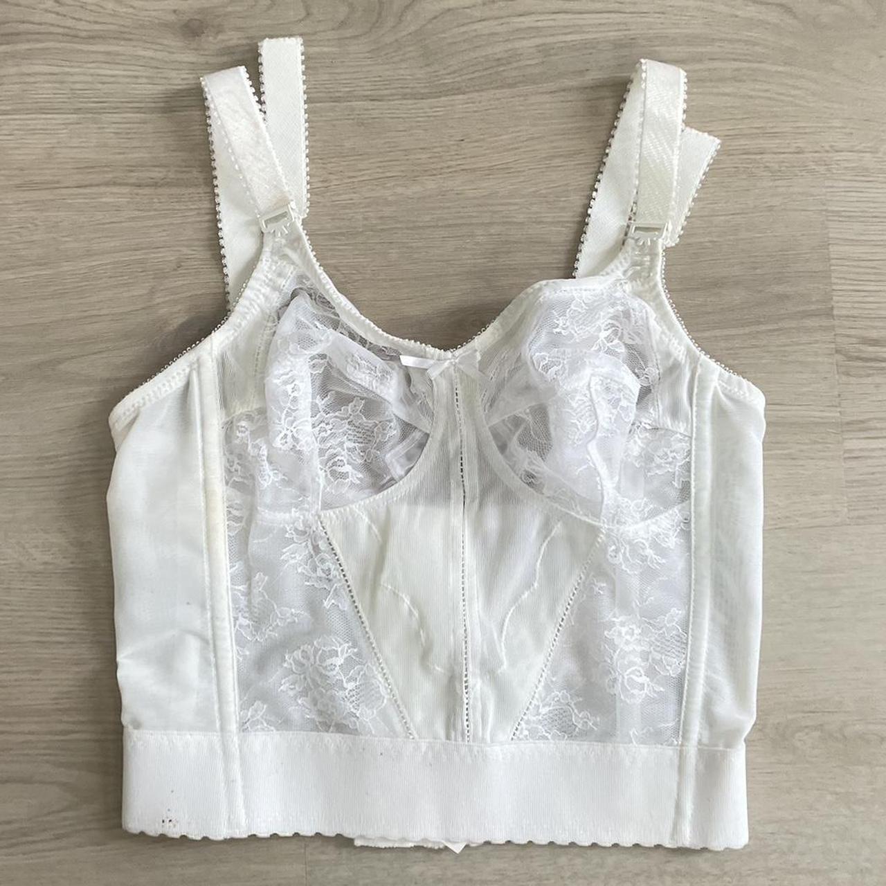 Vintage White Bustier Corset 38A Labeled a size - Depop