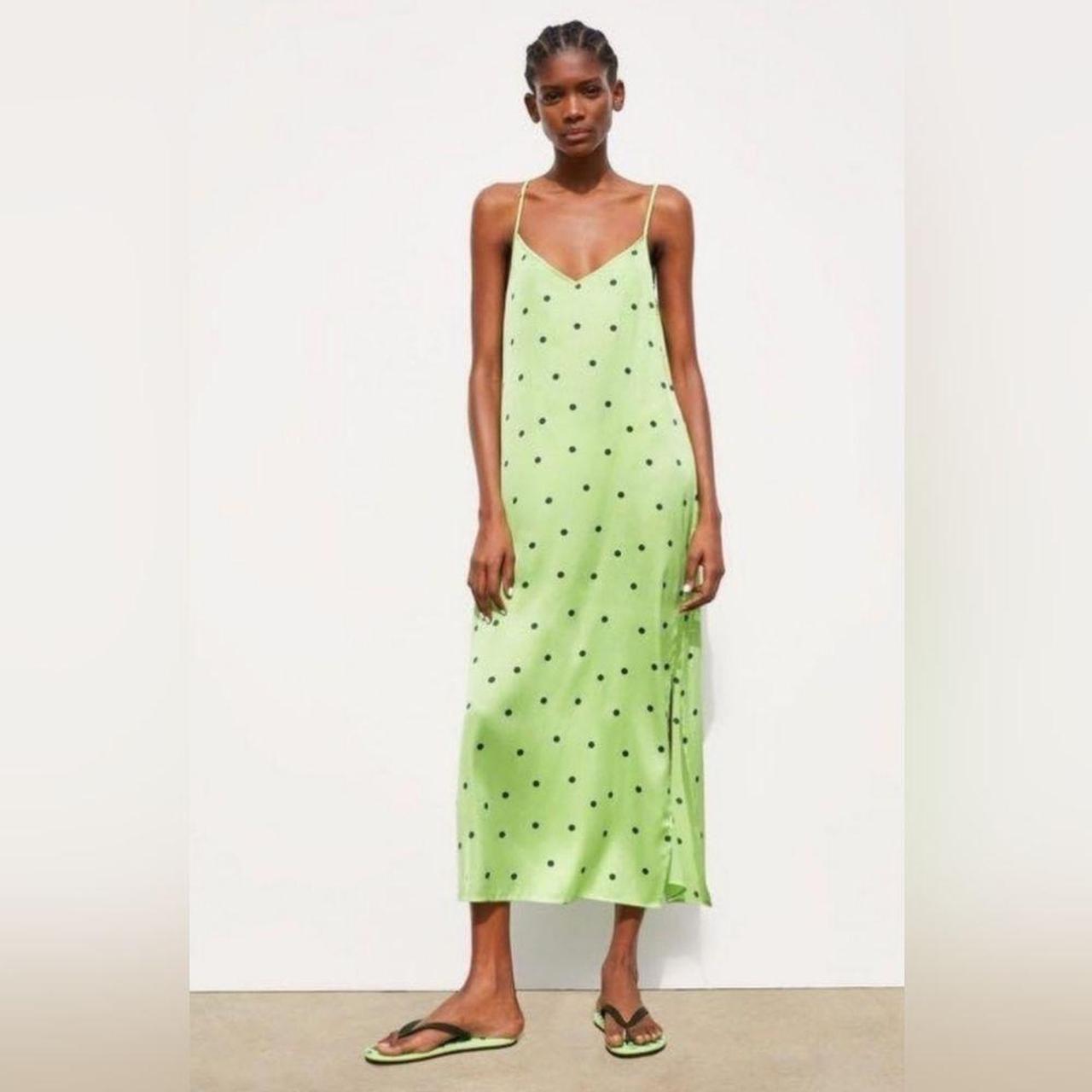 Zara green outlet spotty dress