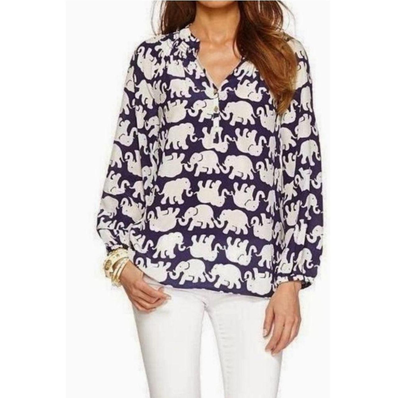 Lilly Pulitzer silk blue and white deals blouse in XXS