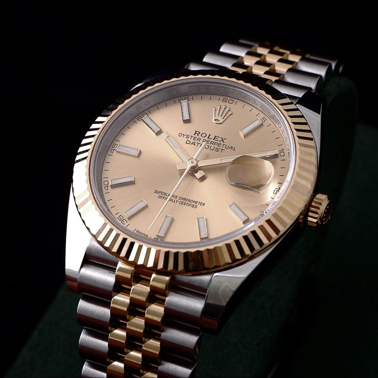 Rolex Men's Gold and Silver Watch Depop