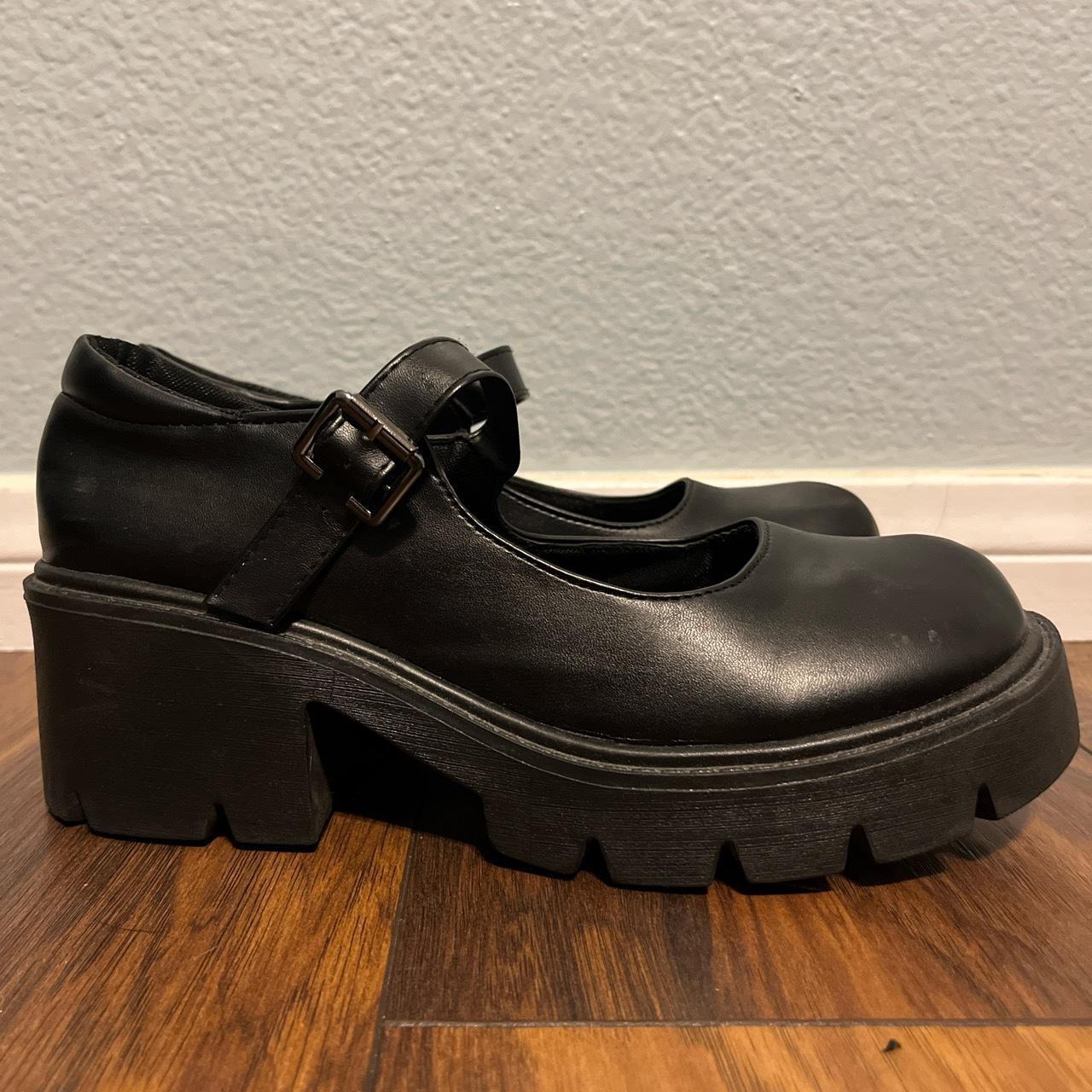 glossy black platform mary janes