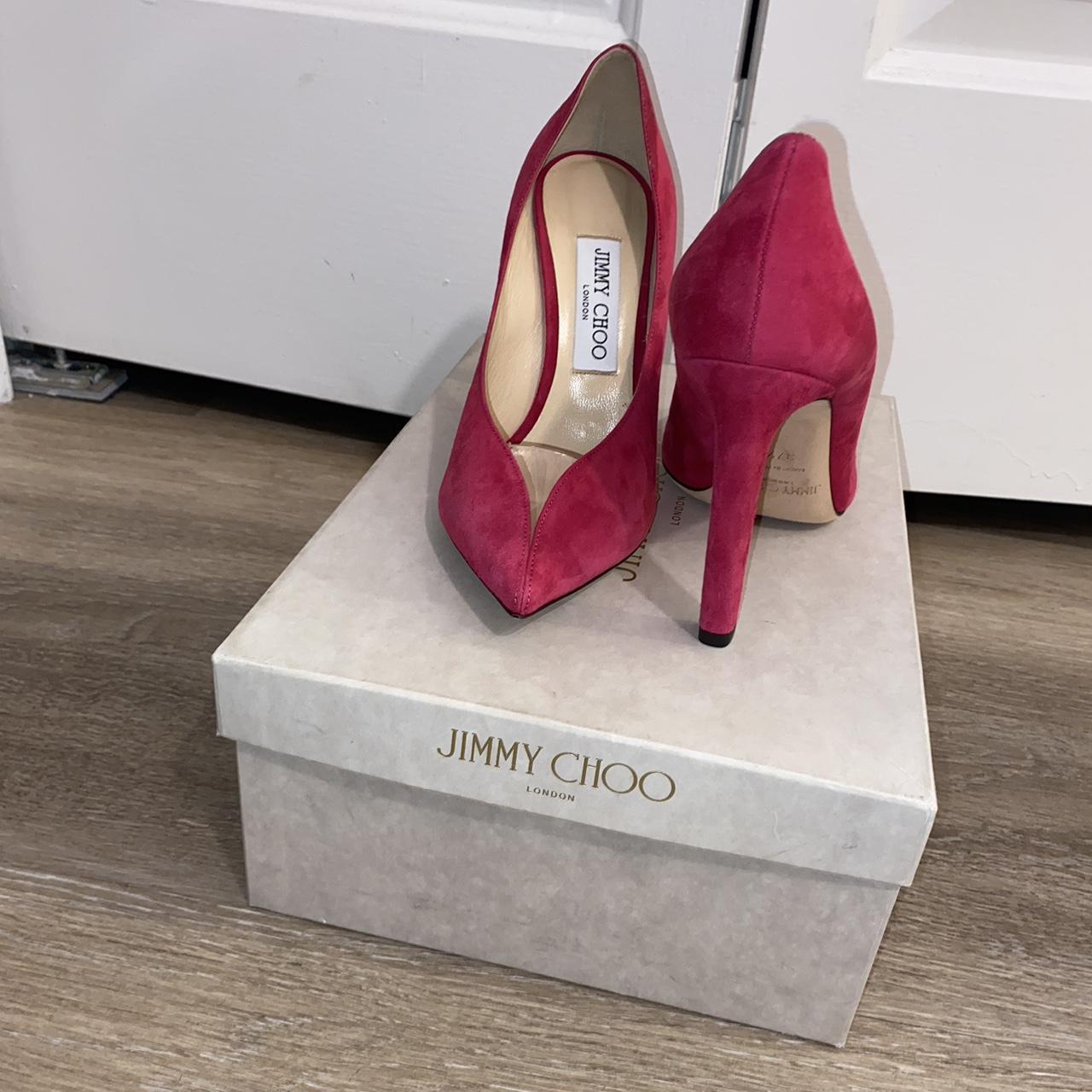 Jimmy choo pink suede hot sale pumps