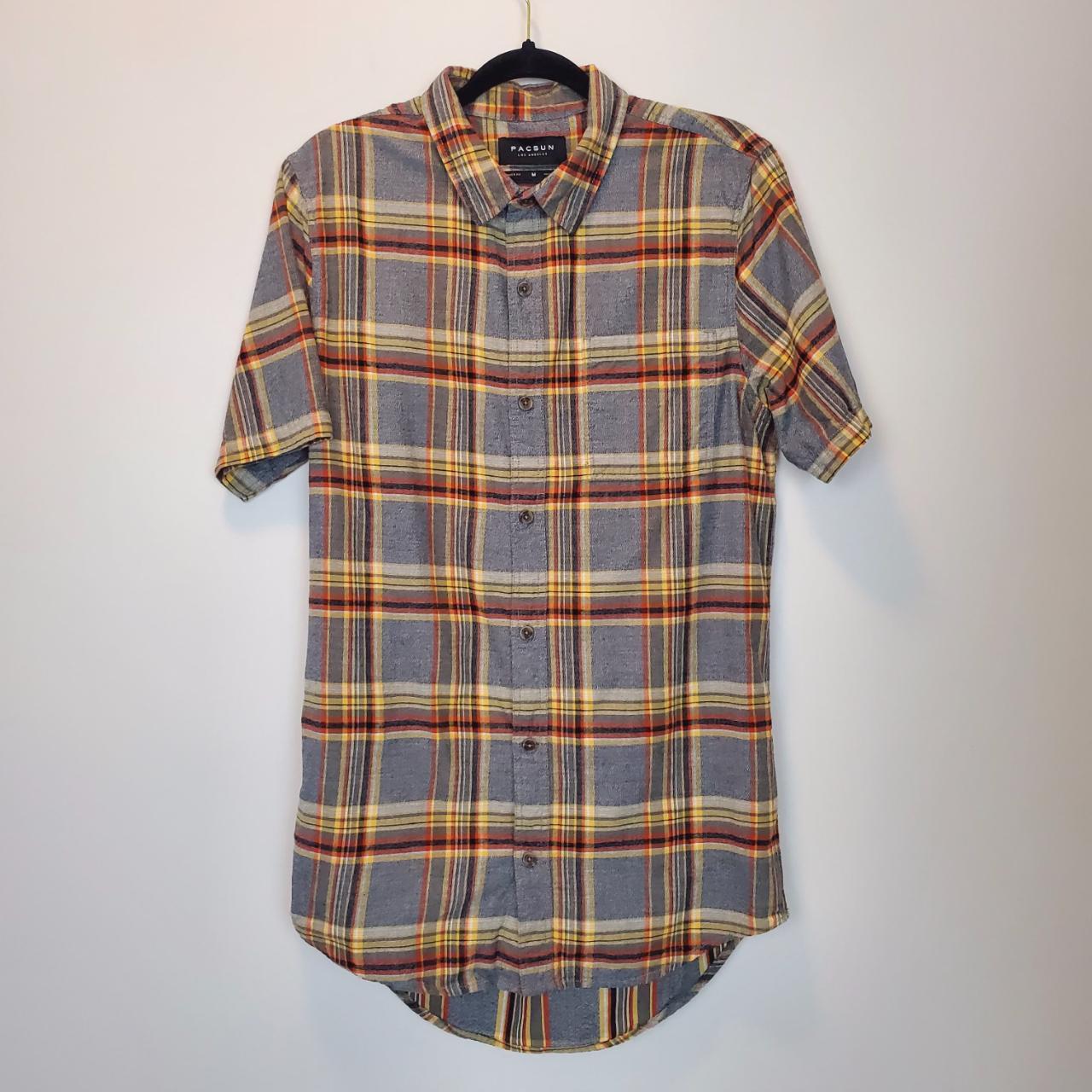 Pacsun Longer Fit Plaid Gray Shirt Great... - Depop