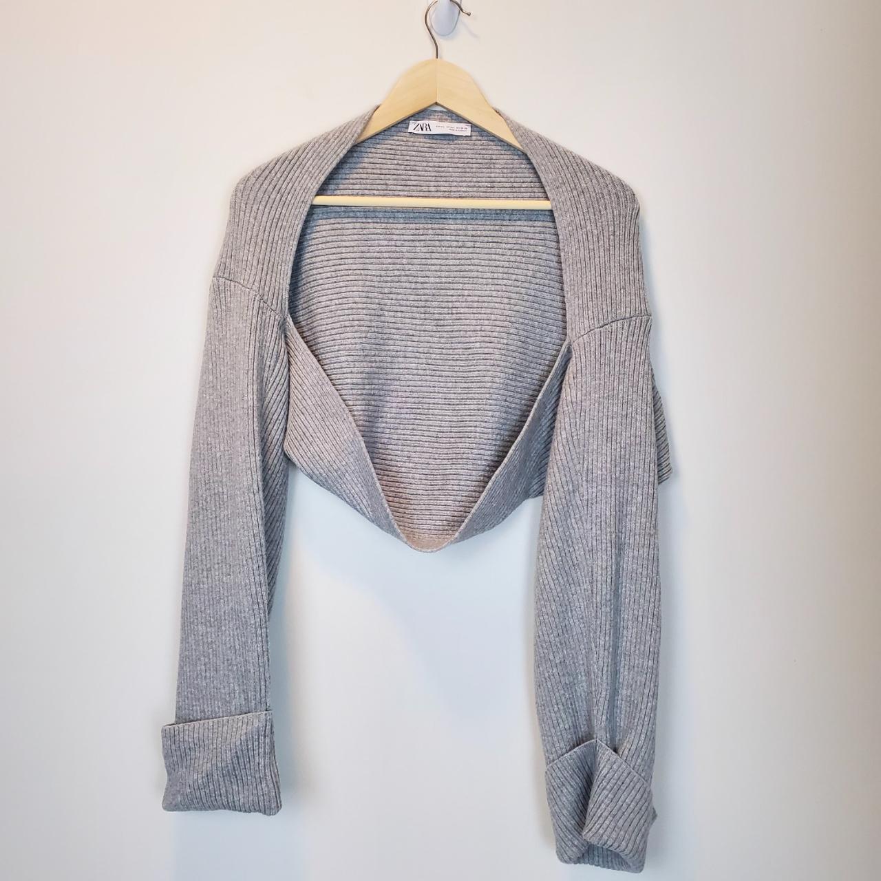 Zara Cozy Gray Shrug Sweater Preloved Great... Depop