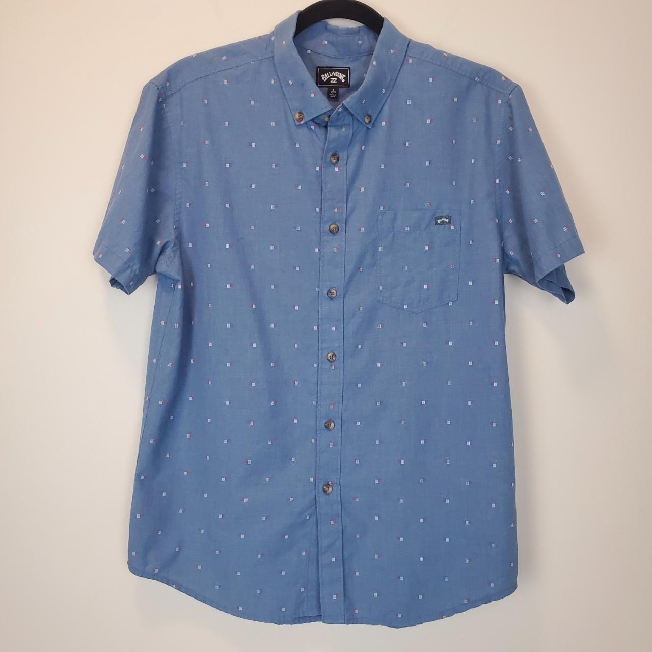 Billabong Blue Embroidered Stitch Button-down... - Depop