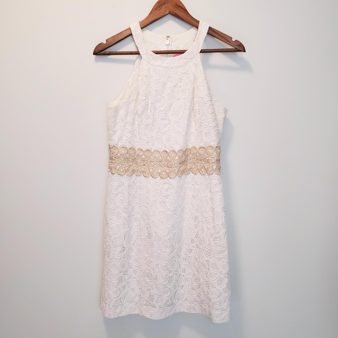 Lilly Pulitzer Ashlyn Shift Mini White Lace Halter... - Depop